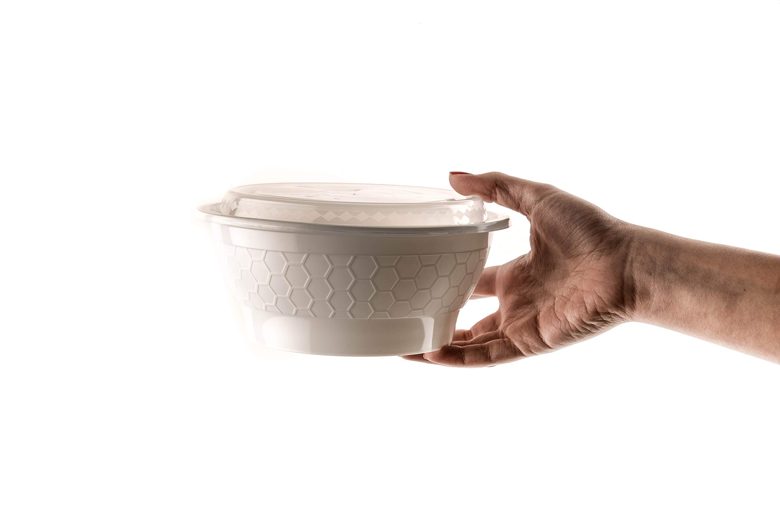 EcoQuality 40 oz Meal Prep Containers [300 Pack] - BPA Free, Microwave & Dishwasher Safe White Round Food Storage Bowls with Lids | Perfect for Bento Box, Stir Fry, Lunch Box & Freezer Storage | Disposable & Reusable Eco-Friendly Containers for Office, School, Picnic & Meal Prepping