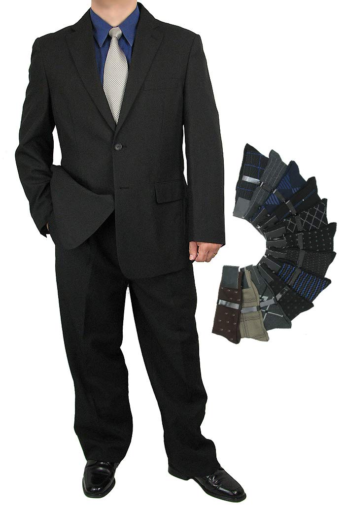 Stylish 2-Piece Men's Regular Fit Dress Suit with Free Socks | Business Attire for Weddings, Interviews & Formal Events