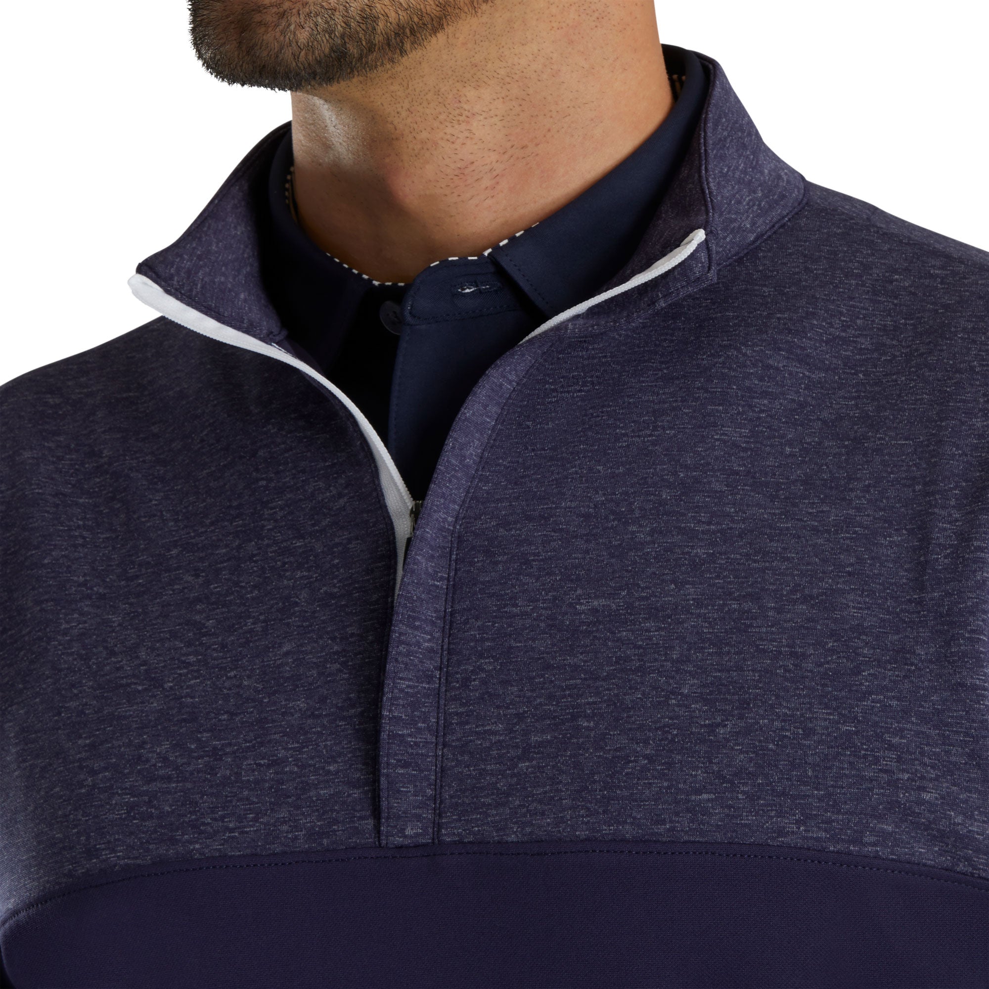 FootJoy Heather Yoke Navy Men's Golf 1/2 Zip Pullover - Lightweight Performance Golf Shirt for Men - Perfect for Golfing, Practice & Casual Wear