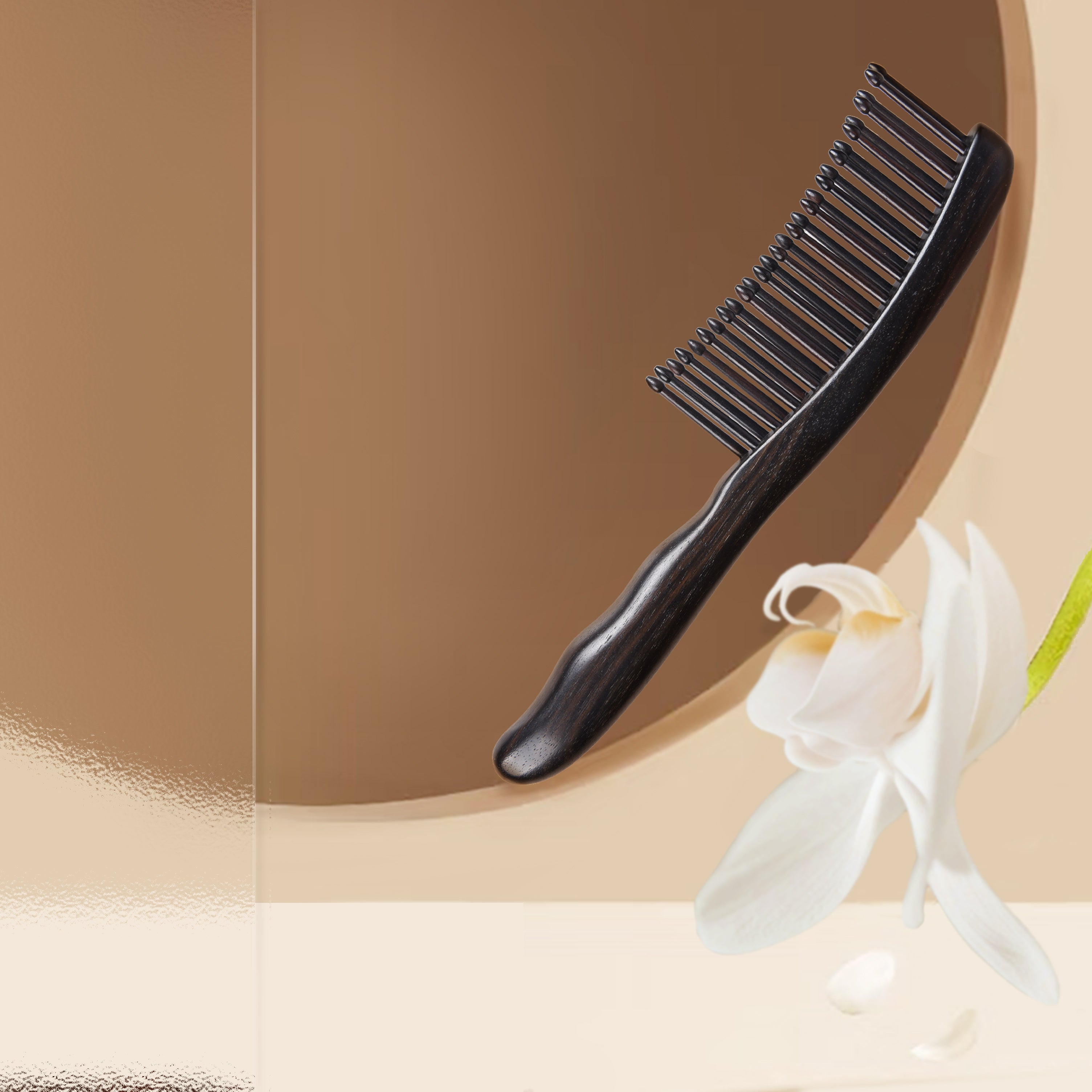 Premium Black Wooden Comb with Wide Tooth Design for Gentle Detangling - Perfect for Thick, Curly Hair and Scalp Massage at Home or On-the-Go