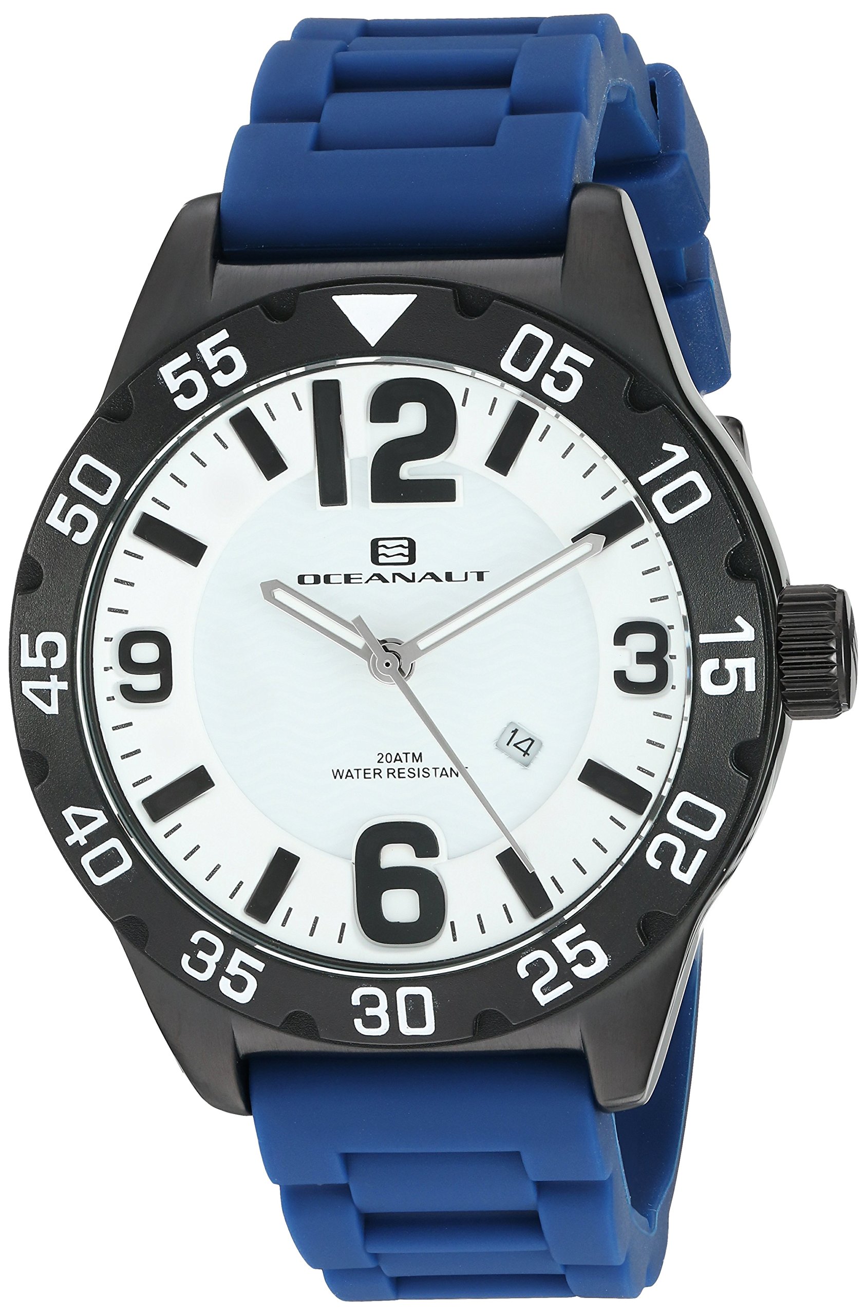 Oceanaut Men's 'Aqua One' Waterproof Quartz Watch - Stainless Steel Case & Silicone Band - Blue Dial (Model OC2714) - Perfect for Swimming, Diving & Everyday Wear