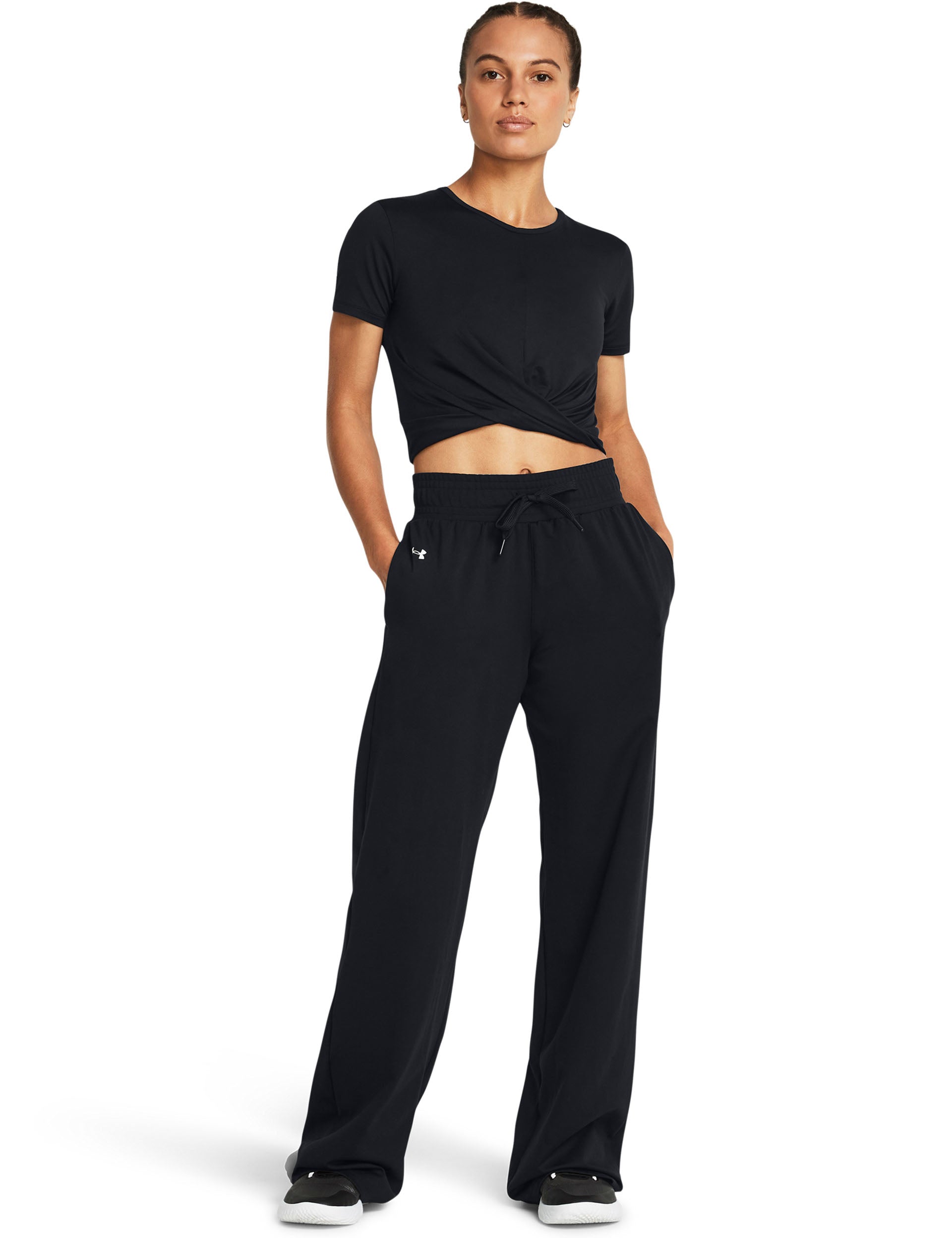 Motion Open Hem Pants for Women - Black & White - Comfortable Lounge & Yoga Pants for Casual Wear, Workout, and Home Relaxation