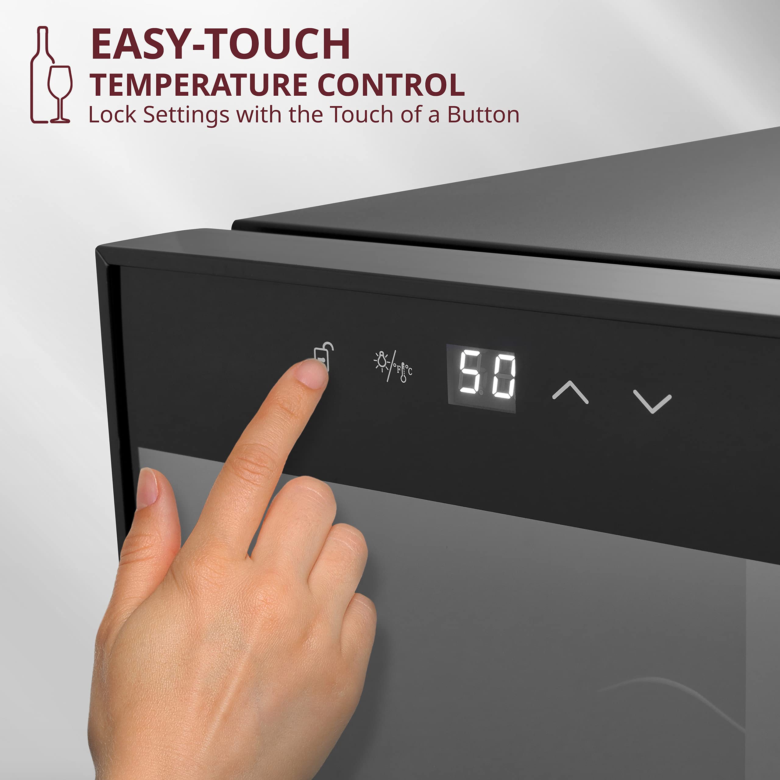 Schmécké 10-Bottle Thermoelectric Wine Cooler & Chiller - Freestanding Countertop Wine Fridge with Digital Temperature Display, Smoked Glass Door & Quiet Operation - Perfect for Home Bars, Kitchens & Entertaining (Red & White Wine Storage)