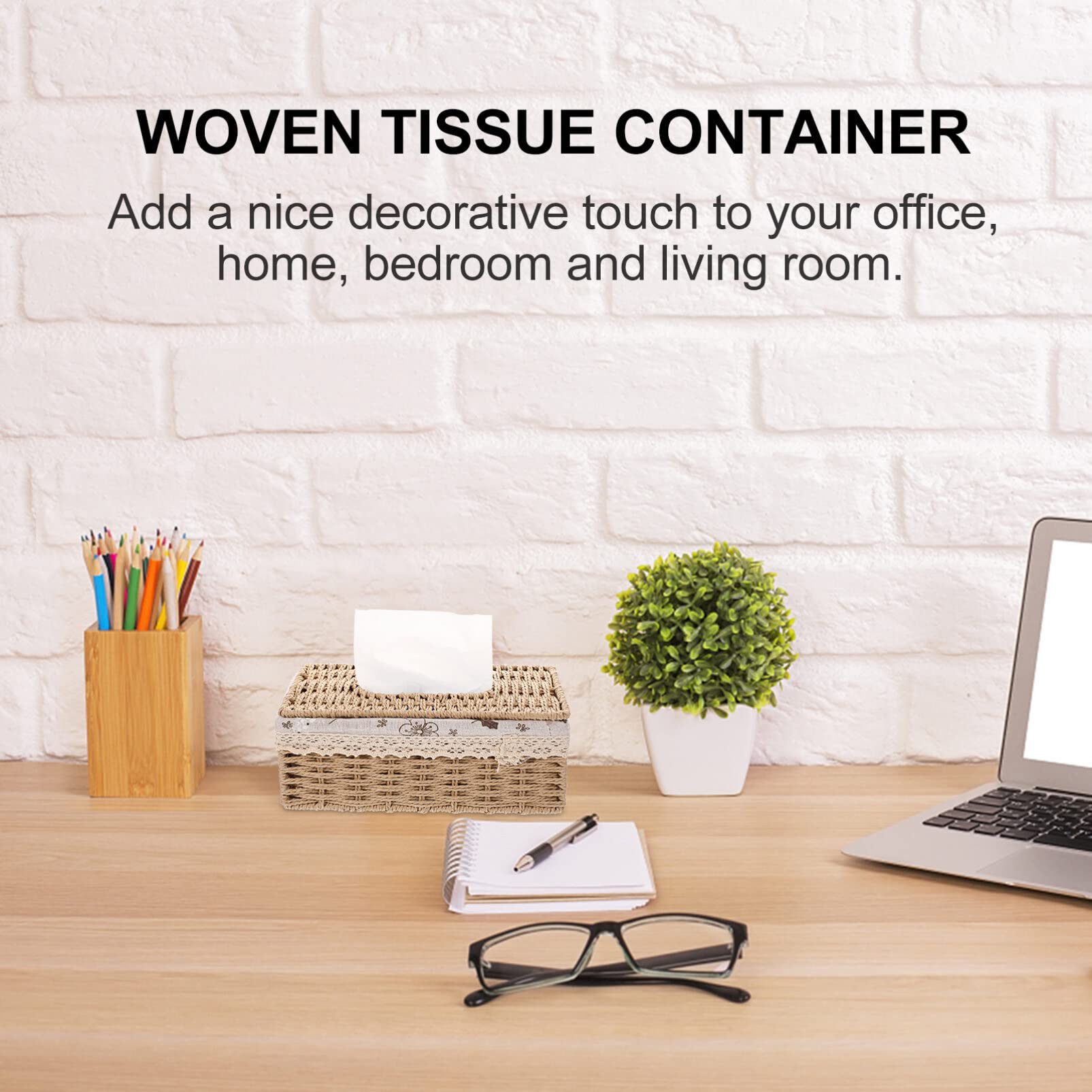 BESPORTBLE Rattan Storage Box - Eco-Friendly Paper Office Organizer for Files, Documents, and Stationery | Perfect for Home Office, Desk Organization, and Gift Packaging