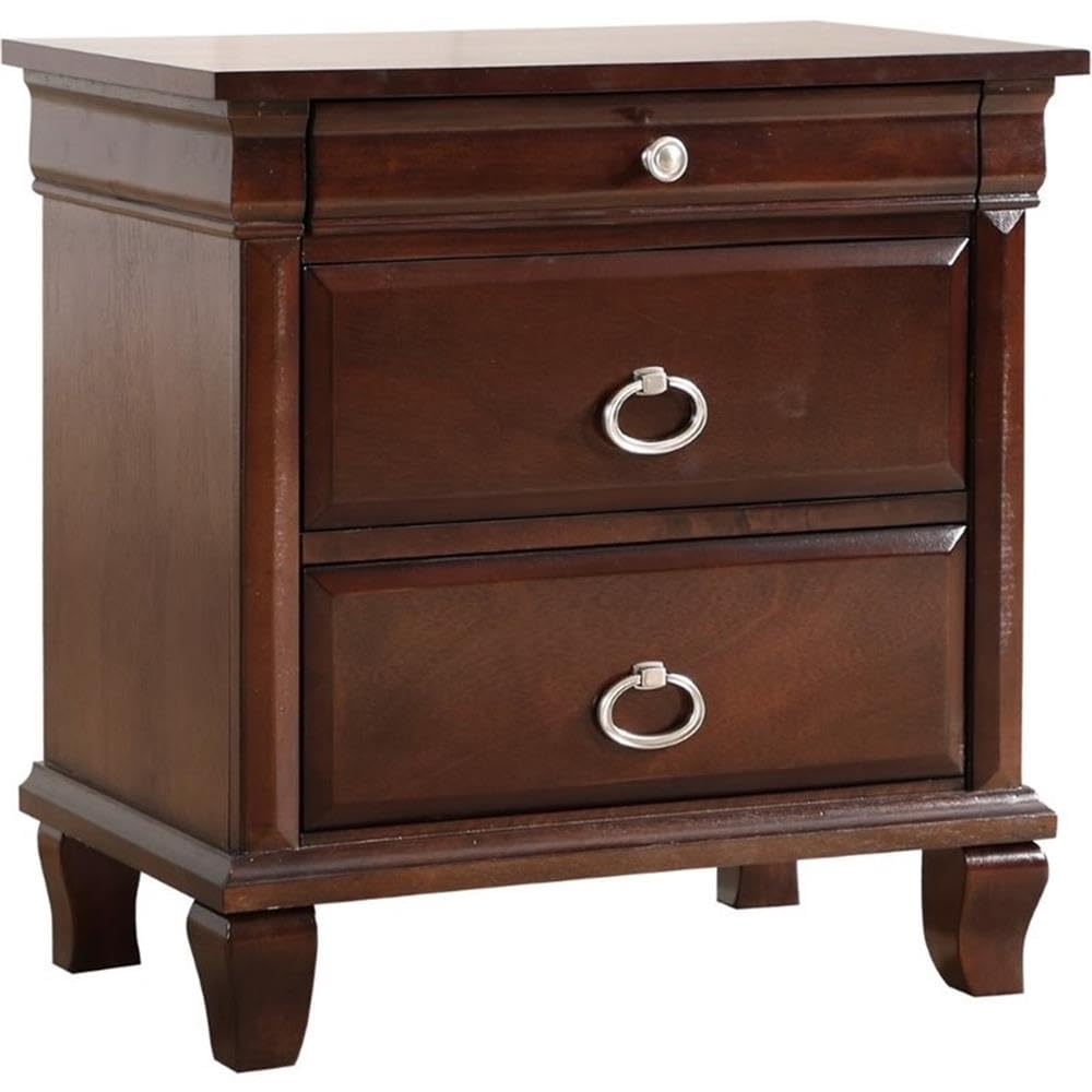 Glory Furniture Triton 2-Drawer Nightstand in Cappuccino Finish - Modern Bedside Table for Bedroom, Guest Room & Nursery