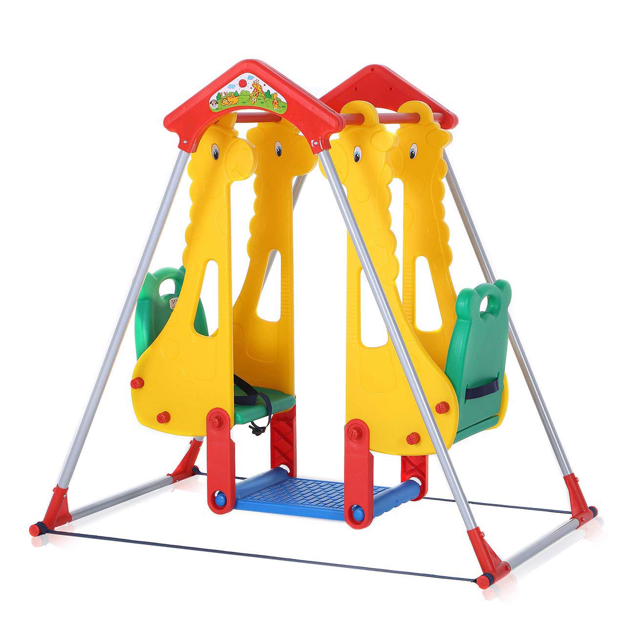Vivo Baby Swing for Kids - Indoor & Outdoor Double Seat Rocking Playground Toy with Zoo Theme - Perfect for Backyard, Garden, and Park Playtime