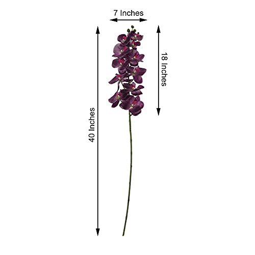 40 Inch Artificial Phalaenopsis Silk Orchid Flowers - Real Touch Fake Orchid Branches for Home, Office, Wedding Decor - Pack of 2 (Eggplant Purple) - Perfect for Centerpieces, Table Decorations & Wall Arrangements