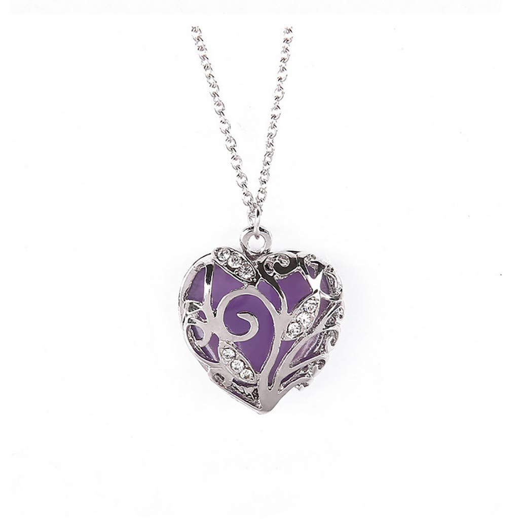 Elegant Women's Pearl Choker Necklace with Beaded Heart & Hollow Pendant - Glow in The Dark Crystal Luminous Design - Perfect Birthday & Christmas Gift for Girls (Purple, One Size) - Ideal for Parties, Date Nights & Special Occasions