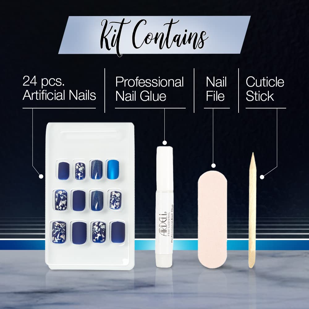 Ardell Nail Addict Premium Artificial Nail Set - Matte Blue Press On Nails for Women, Reusable Fake Nails with Glue | Perfect for Parties, Weddings, and Everyday Wear