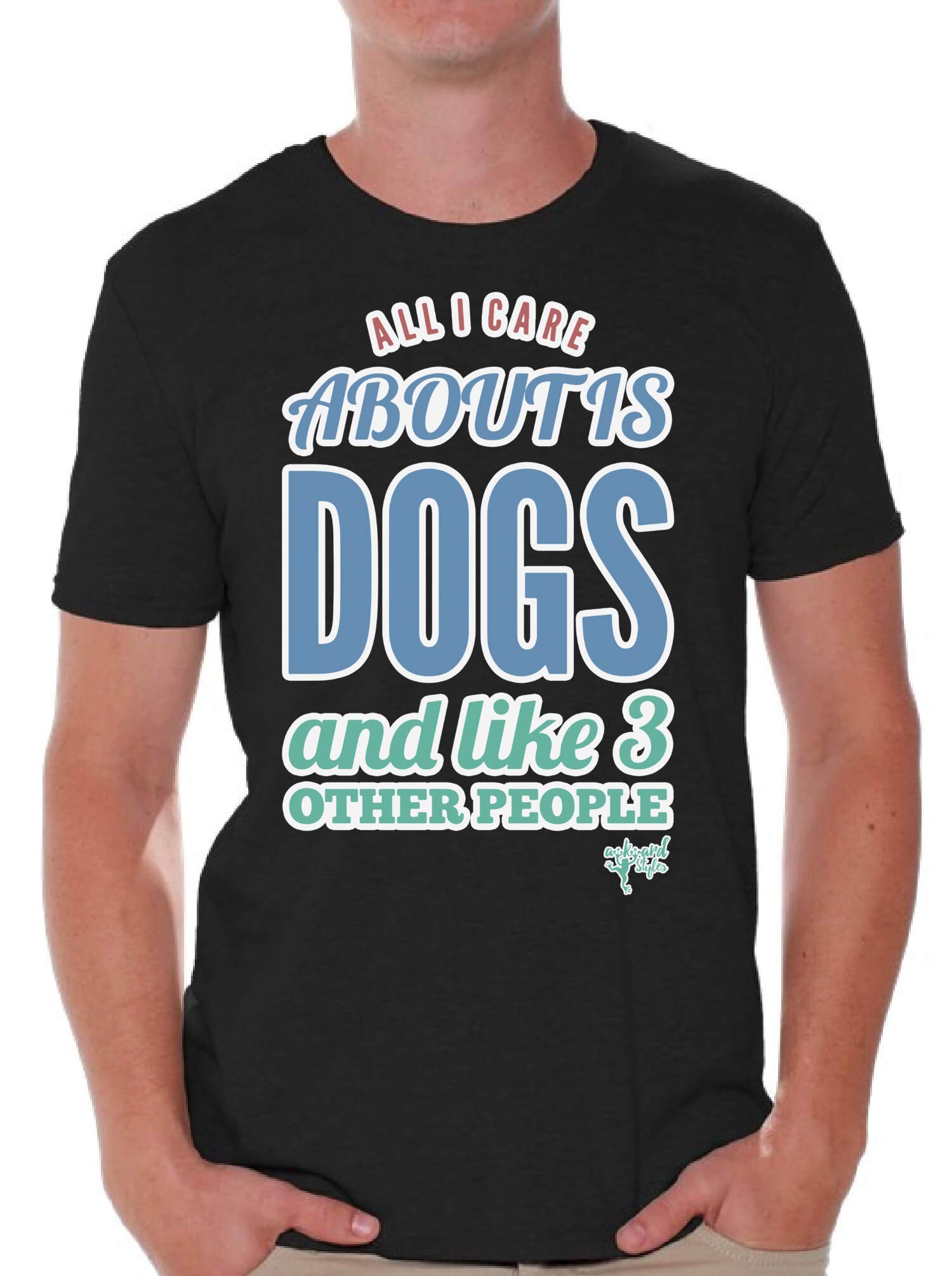 Funny Dog Lover T-Shirt - All I Care About is Dogs Graphic Tee with Free Bookmark - Perfect Gift for Pet Owners & Dog Enthusiasts