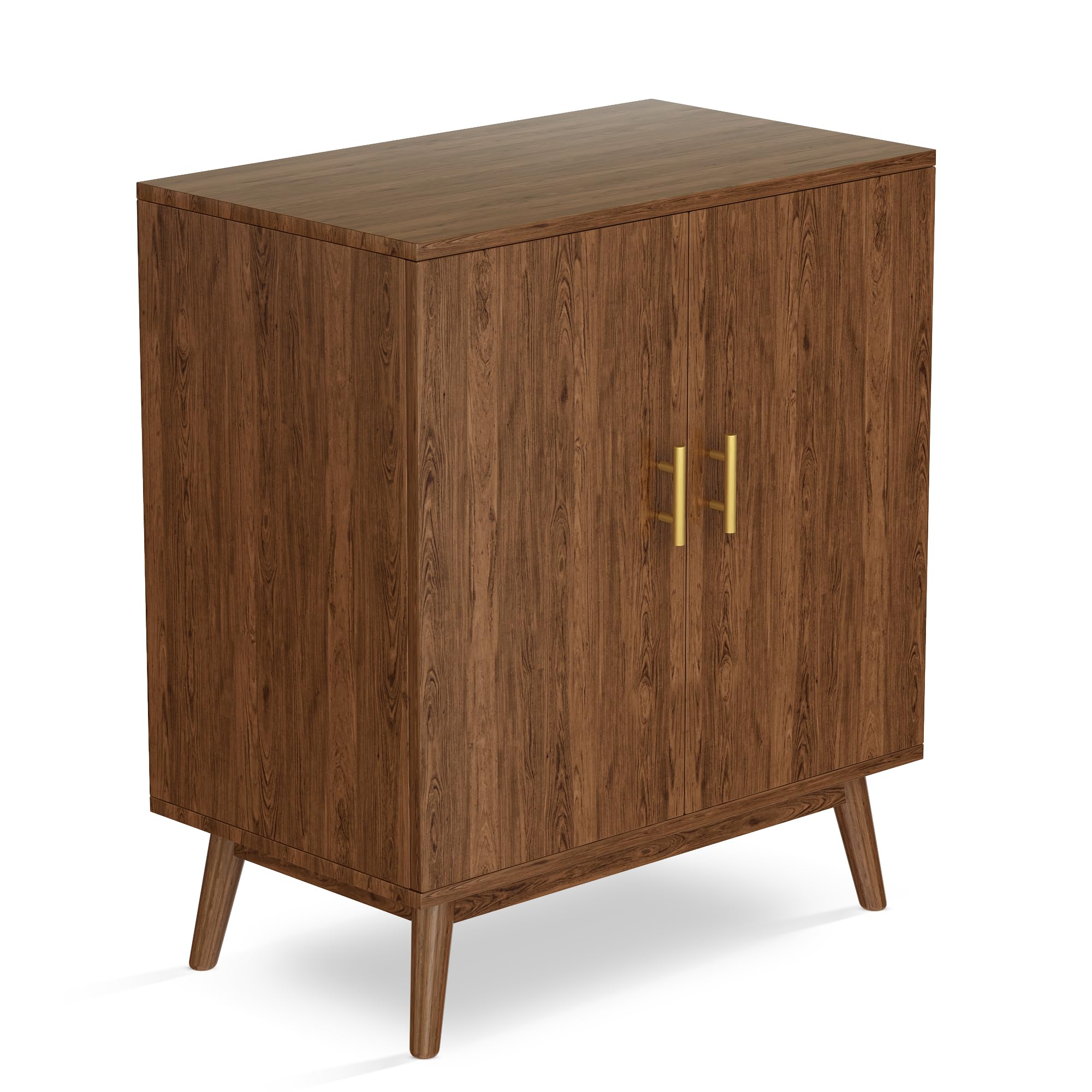 Lamerge Wine Bar Cabinet - Walnut Kitchen Storage Cabinet with Wine Rack & Shelves, Liquor & Coffee Bar Organizer for Home, Living Room, Kitchen, Hallway - Perfect for Entertaining Guests & Home Decor
