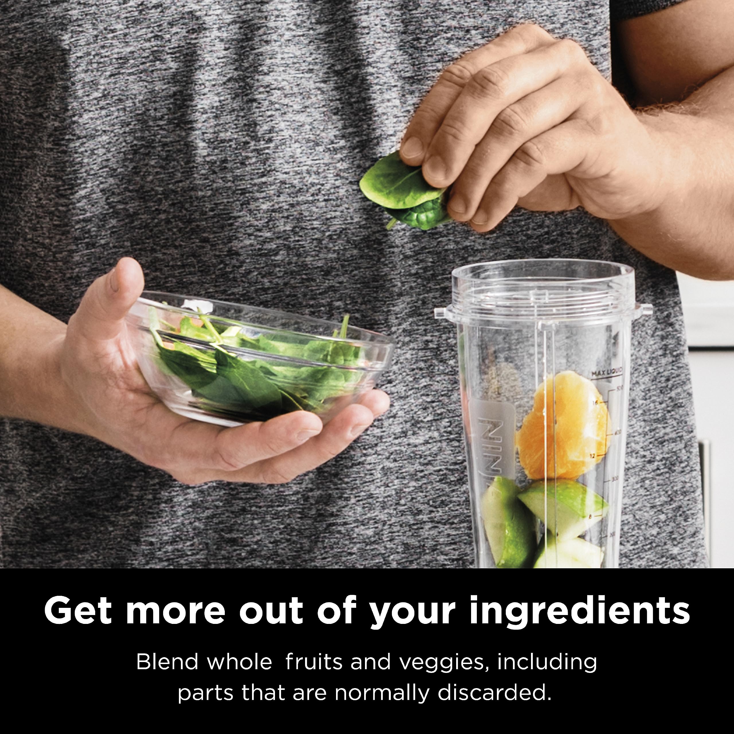 Ninja BN301 Nutri-Blender Plus Compact Personal Blender - 900W Motor for Smoothies, Frozen Drinks & Sauces - Includes 3x 20oz To-Go Cups & Lids - Dishwasher Safe - Perfect for Home, Office & Gym Use