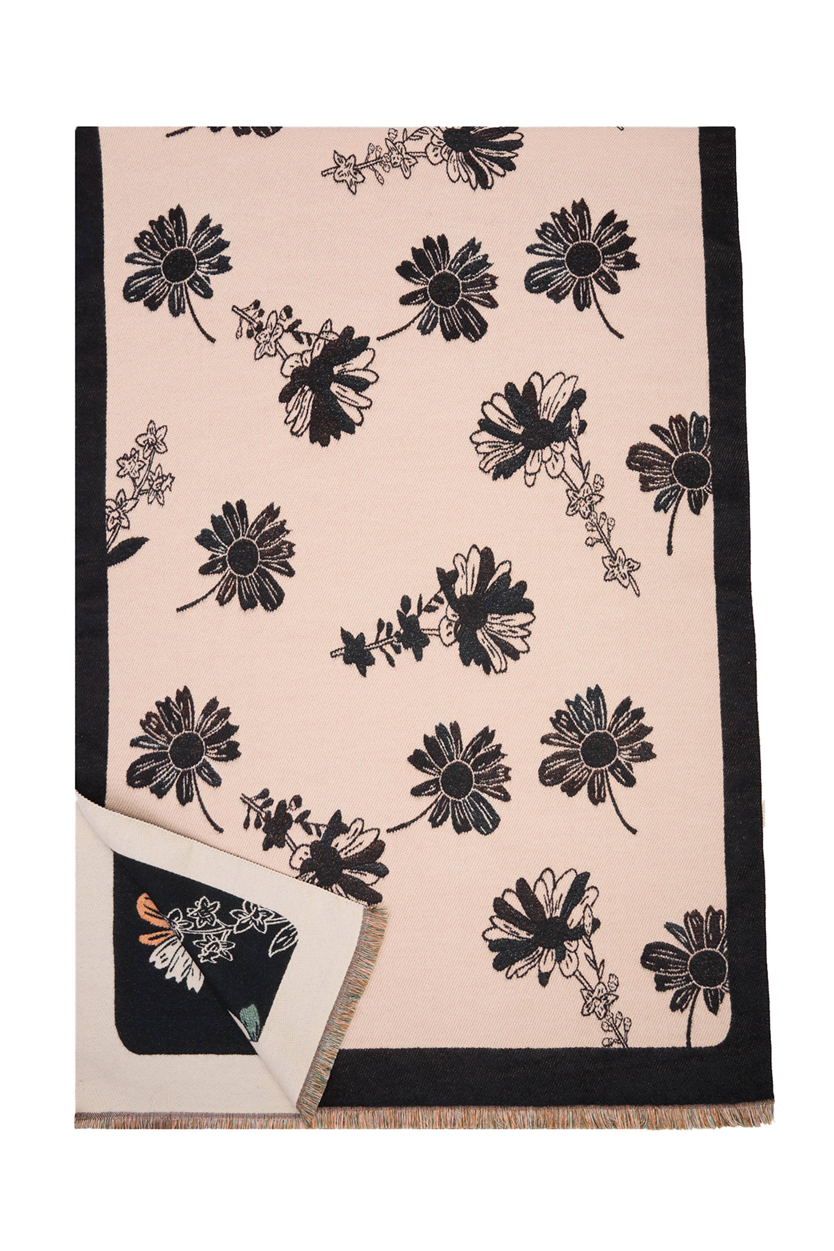 Floral Daisy Reversible Scarf - Lightweight Womens Fashion Accessory for Spring & Summer Outfits - Perfect for Office, Travel and Casual Wear