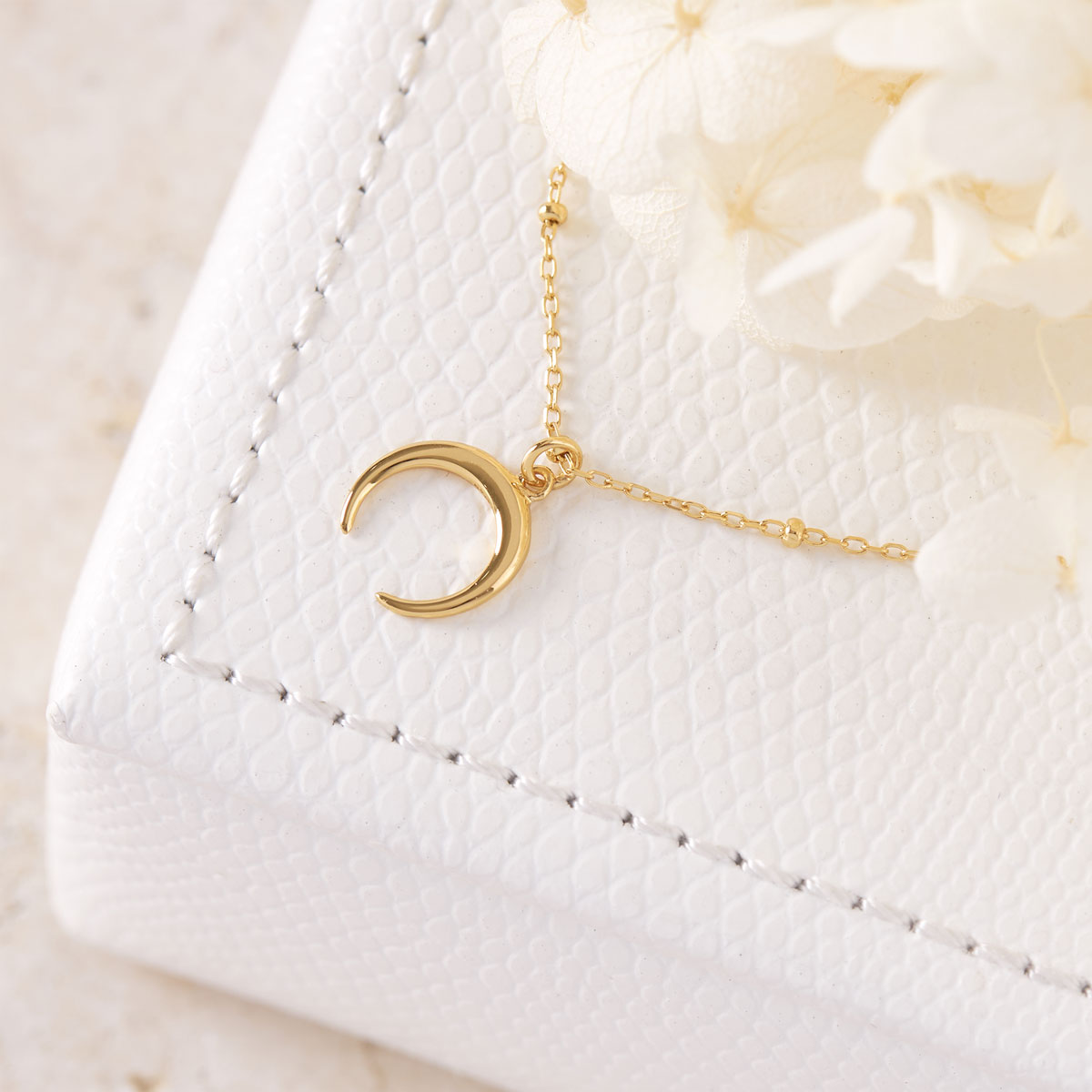 Elegant Petite Moon Illusion Gold Necklace for Women - Dainty Gold Moon Pendant Jewelry - Perfect for Date Night & Special Occasions
