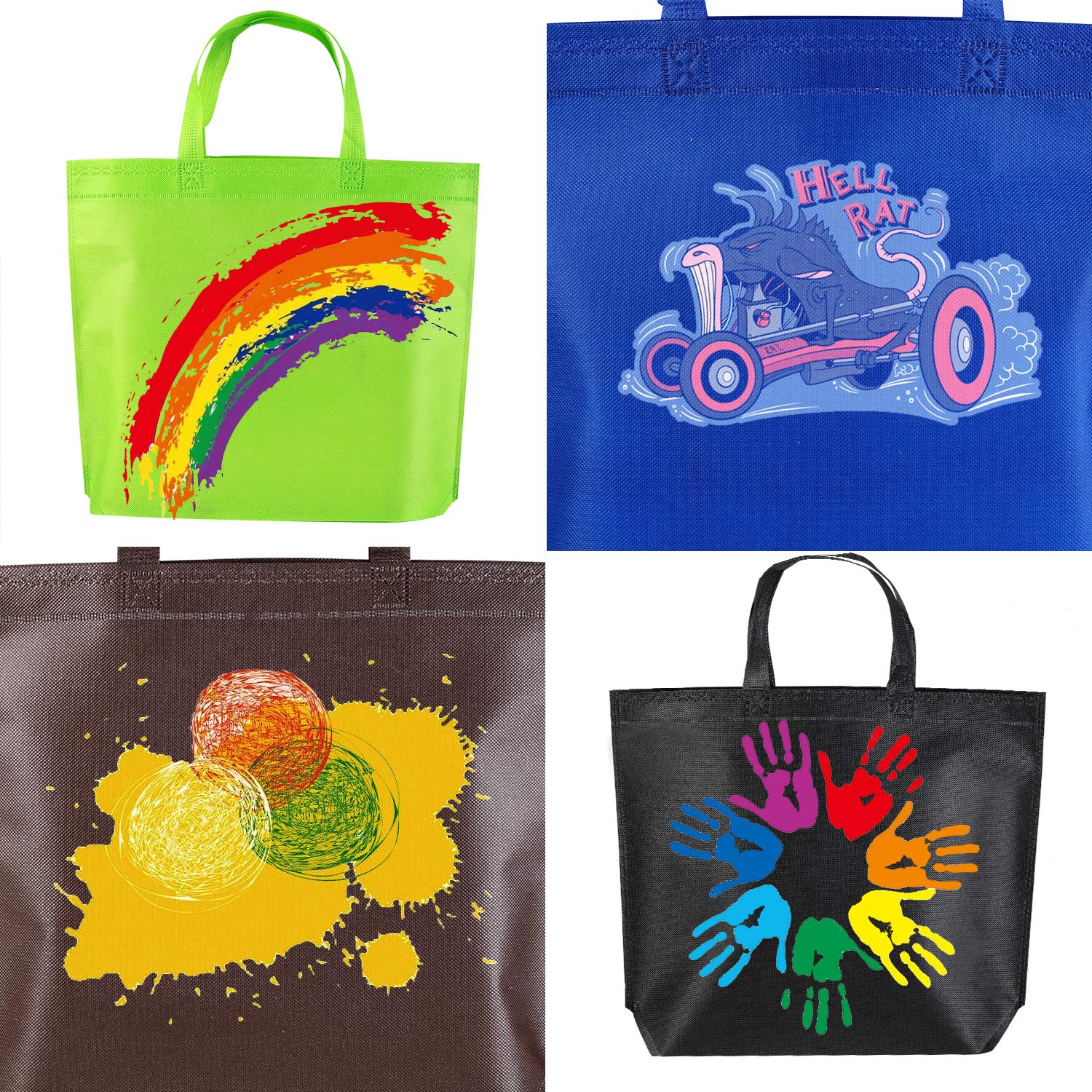Reusable Non-Woven Rainbow Party Tote Bags - 16 Pack (13 Inch, 8 Colors) for Birthday Favors, Snacks & Toys - Perfect for Parties, Events & Gift Giving