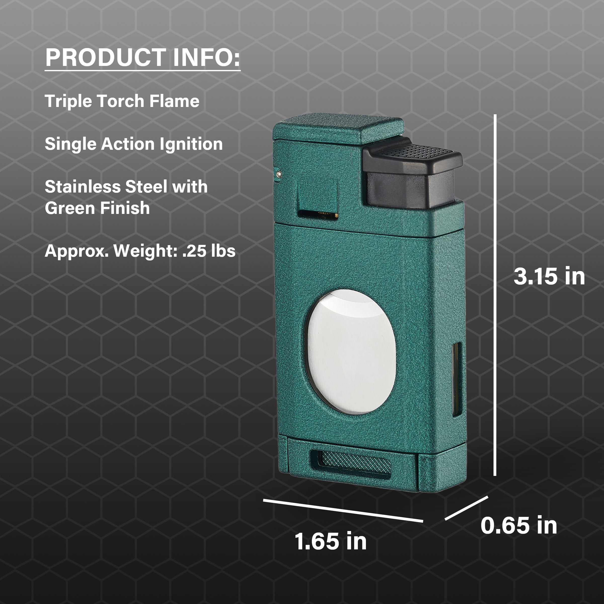 Visol LighCut Green Triple Torch Flame Lighter & Cigar Cutter - Windproof Butane Lighter for Cigars, Cigarettes & Outdoor Use - Perfect for Camping, BBQ & Travel Accessories
