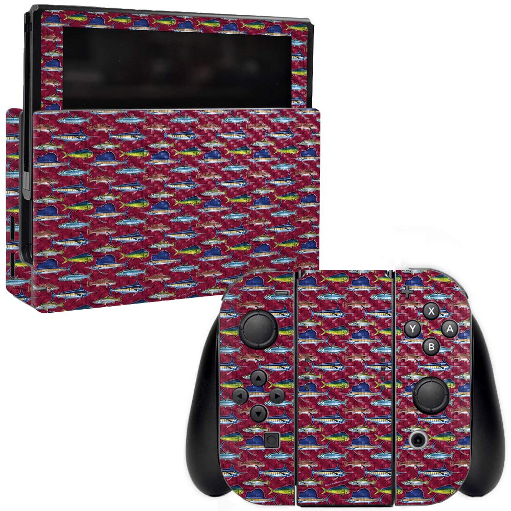 MightySkins Carbon Fiber Skin for Nintendo Switch - Saltwater Collage | Protective & Durable Textured Vinyl Wrap | Easy to Apply & Remove | Made in USA | Perfect for Gaming, Travel & Customization