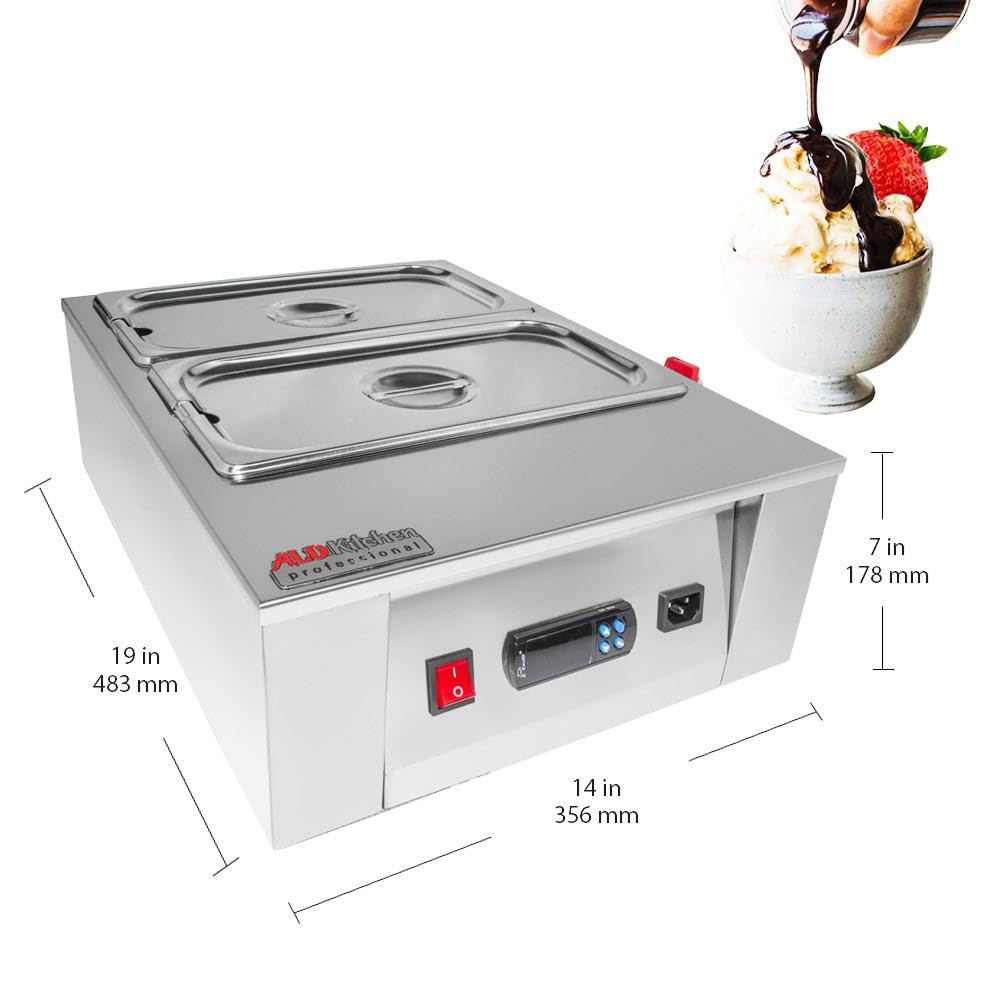 ALDKitchen 18 Lbs (8 Kg) Digital Chocolate Melting Pot with Precise Temperature Control - 110V Dual Tank Chocolate Melter for Candy Making, Cake Decorating & Fondue (Perfect for Bakeries, Home Kitchens & Commercial Use)