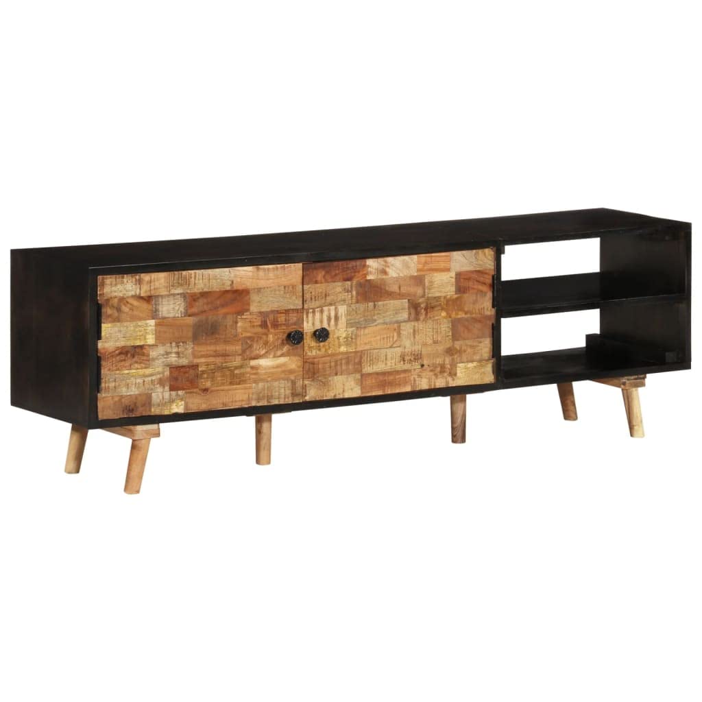 vidaXL TV Stand for Living Room - Solid Acacia Wood & Rough Mango Wood Media Console with Storage | Entertainment Center & Sideboard for Home Theater Setup