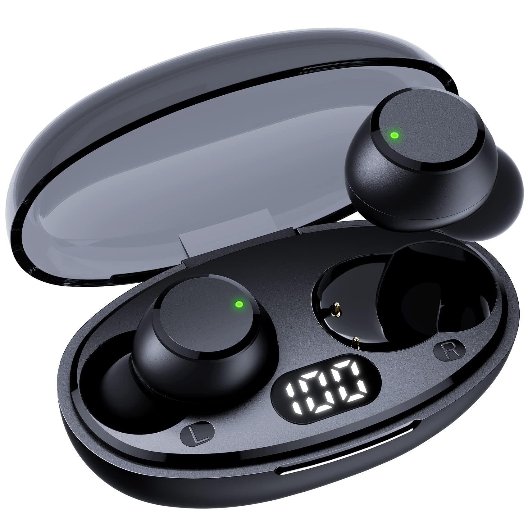 Upgraded Wireless Earbuds 5.1 Bluetooth Headphones with LED Power Display, IPX5 Waterproof, Built-in Mic - for Android, iPhone, Gaming, PC, Laptop, TV, Music & Sports | Perfect for Workouts, Running, Travel & Daily Commute