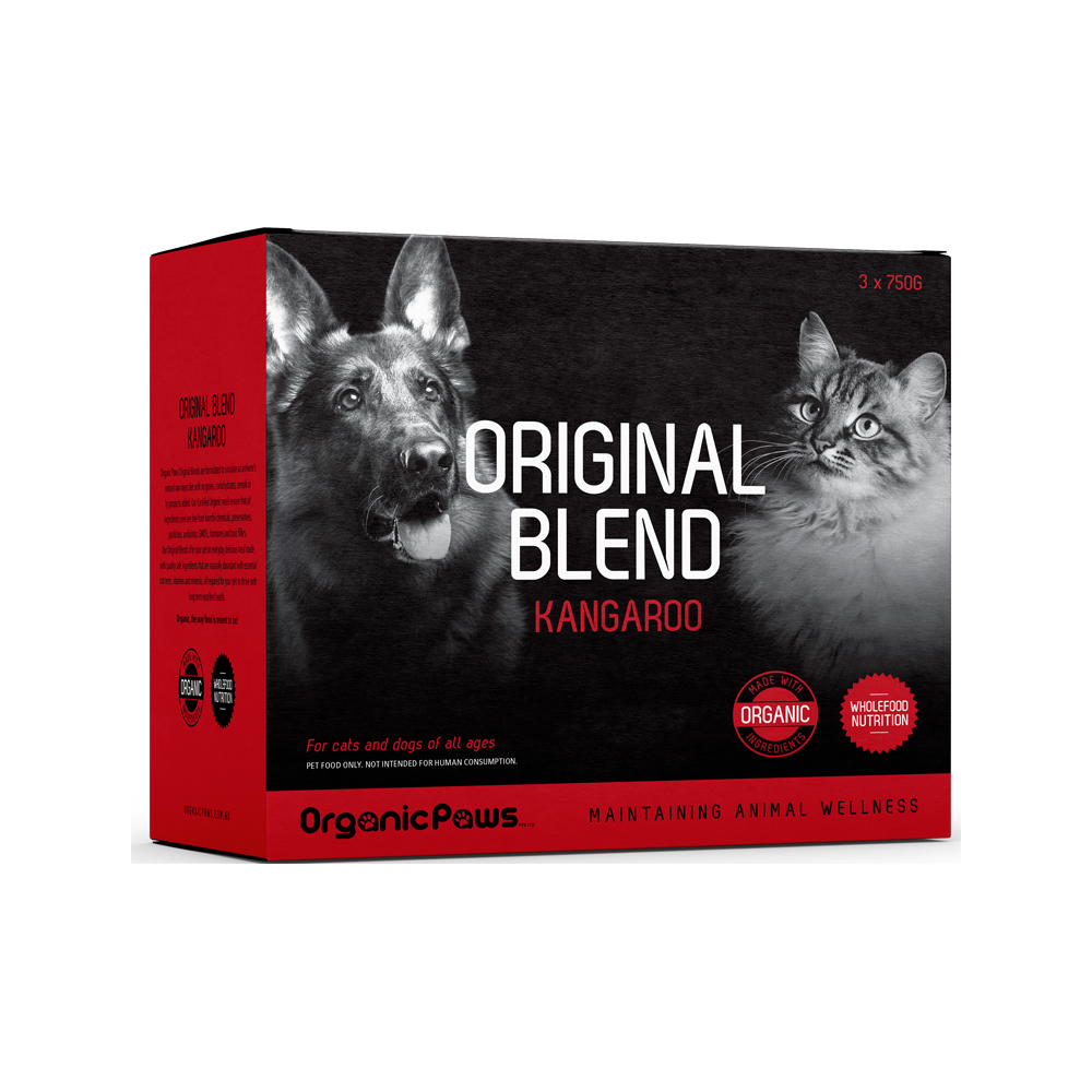 Certified Organic Frozen Kangaroo Dog & Cat Food - High Protein, Grain-Free Pet Food for Dogs & Cats - Perfect for Raw Diet & Sensitive Stomachs - Ideal for Training Treats & Meal Toppers