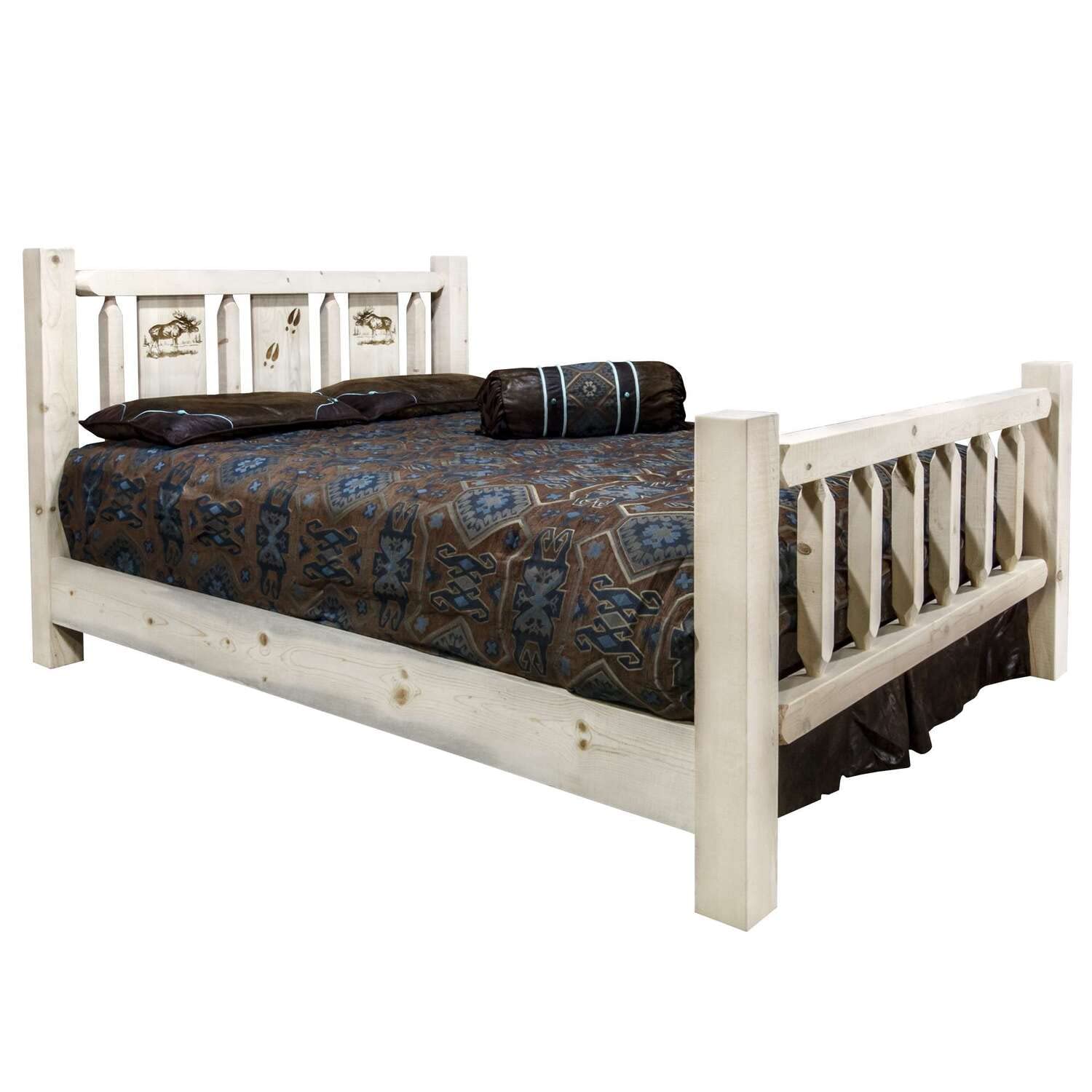 Montana Log Collection Solid Wood Homestead Queen Size Bed Frame - Rustic Lodge Bedroom Furniture for Cabin, Ranch & Country Home Decor
