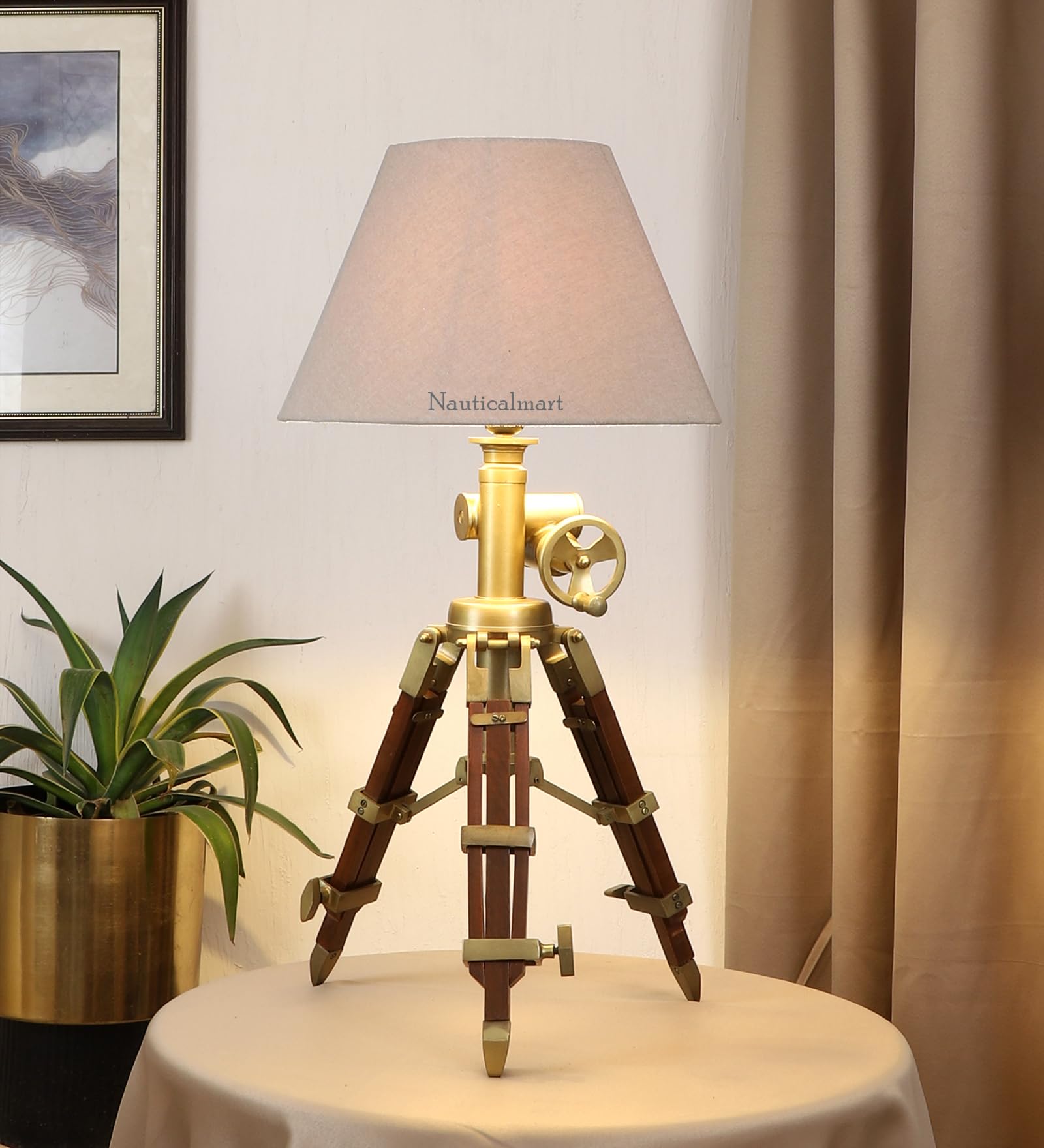 Royal Marine Tripod Table Lamp - Industrial Nautical Decor Desk Lamp for Bedroom, Living Room, Office & Dorm (Shade Not Included) | Perfect for Coastal Home Decor, Study Lighting & Nightstand Use