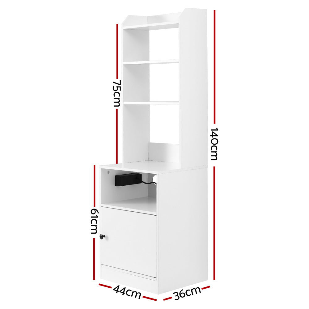Modern Nightstand with USB Charging Station - Bedside Table with Built-in Power Outlets for Phones & Devices - Perfect for Bedrooms, Dorms & Small Spaces