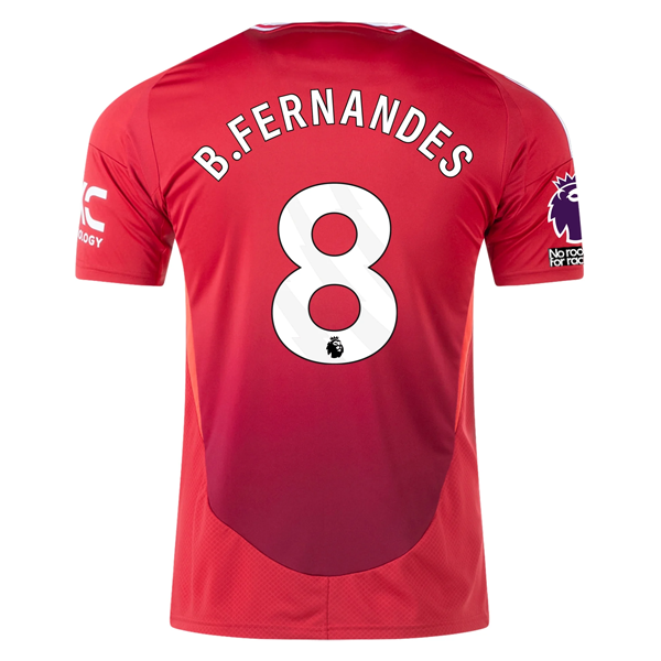Adidas Manchester United Bruno Fernandes Home Jersey 2024/25 - EPL Patch & No Room For Racism (MUFC Red) | Official Soccer Jersey for Fans & Game Day Wear