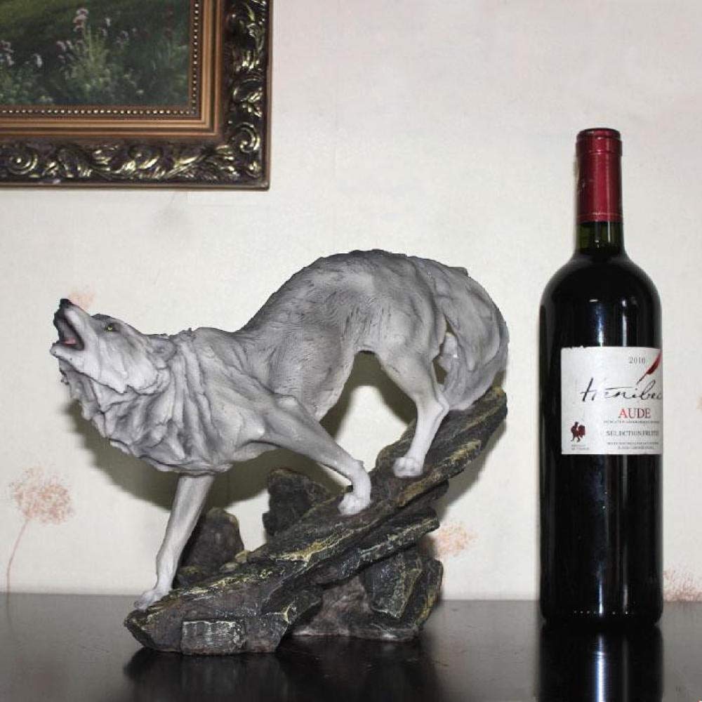 Unique Wolf-Shaped Wine Rack Sculpture - Creative Animal Figurine for Home & Office Decor | Desktop Bookshelf Craft Gift for Living Room, Bar, or Man Cave
