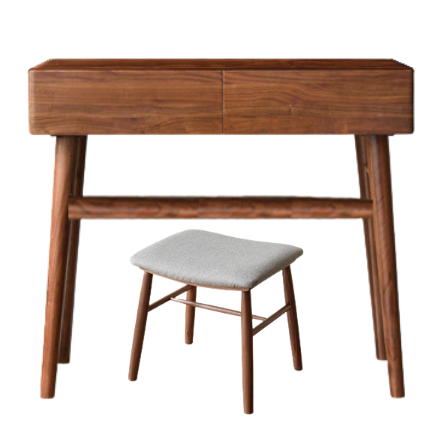 35.4x19.9x30.7 inch / 90x50x78 cm / Rich Dark Walnut color / Dressing table + Stool linen gray