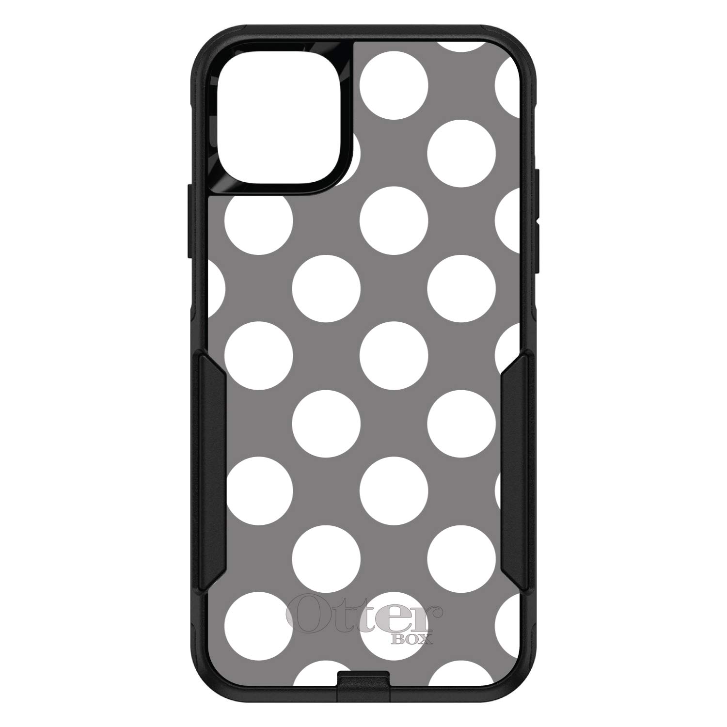 DistinctInk iPhone 12/12 Pro Case (6.1 Inch) - Shockproof Protective Cover with White & Grey Polka Dots - Slim Fit Replacement for OtterBox Commuter - Perfect for Work, Travel and Everyday Use