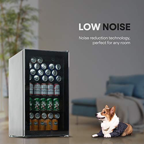 OKADA 24 Bottle Beverage Refrigerator & Wine Cooler with Glass Door - Compact Mini Fridge for Beer, Soda, Wine - Freestanding Drink Cooler for Home, Office, Bar & Party Use