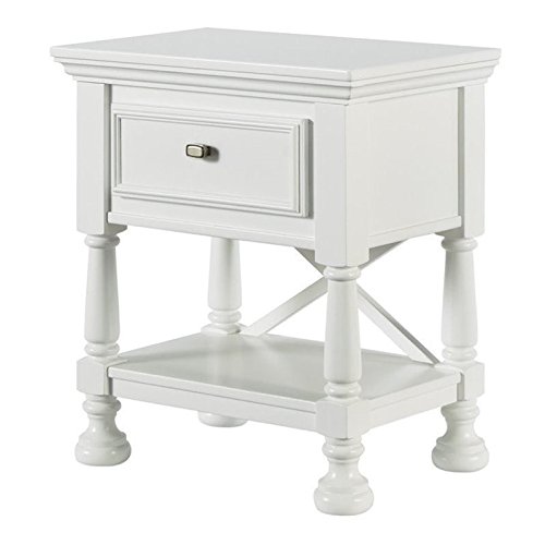 BOWERY HILL White Wood Nightstand with 1 Drawer - Perfect for Bedroom, Living Room & Guest Room Furniture