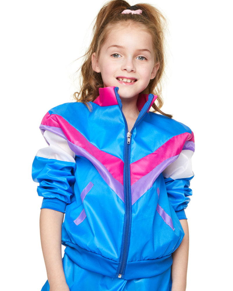 80s Blue Shell Suit Kids Costume - Retro 80s Outfit for Boys & Girls - Perfect for Halloween, Cosplay, and Themed Parties