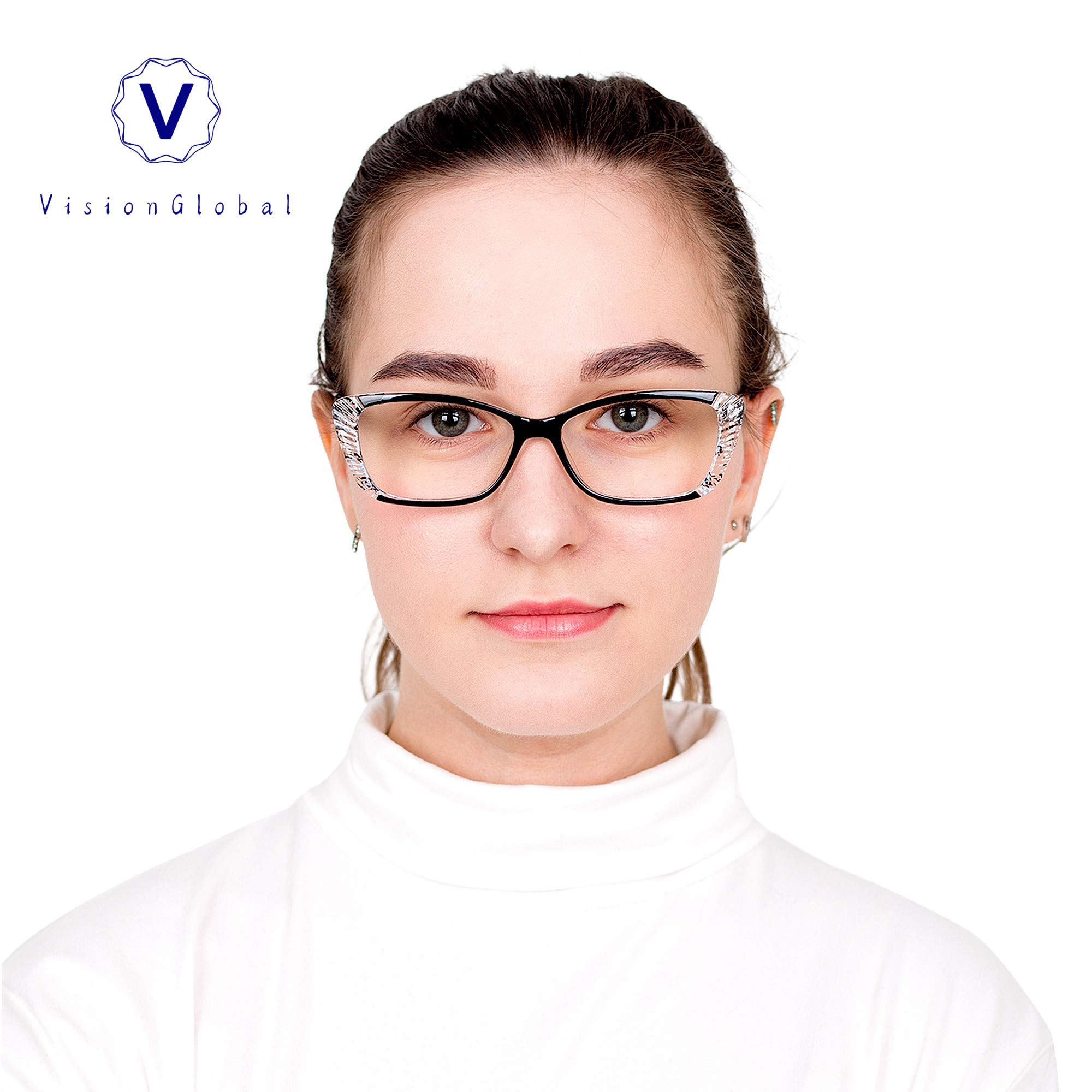 VisionGlobal 5 Pairs Spring Hinge Reading Glasses - Blue Light Blocking Computer Glasses for Women & Men - Perfect for Office Work, Screen Time & Reading