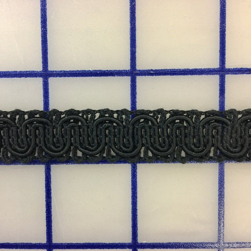 1/2 Inch Non-Metallic Black French Gimp Trim - Decorative Edge Braid for Upholstery, Drapery & DIY Home Decor Projects