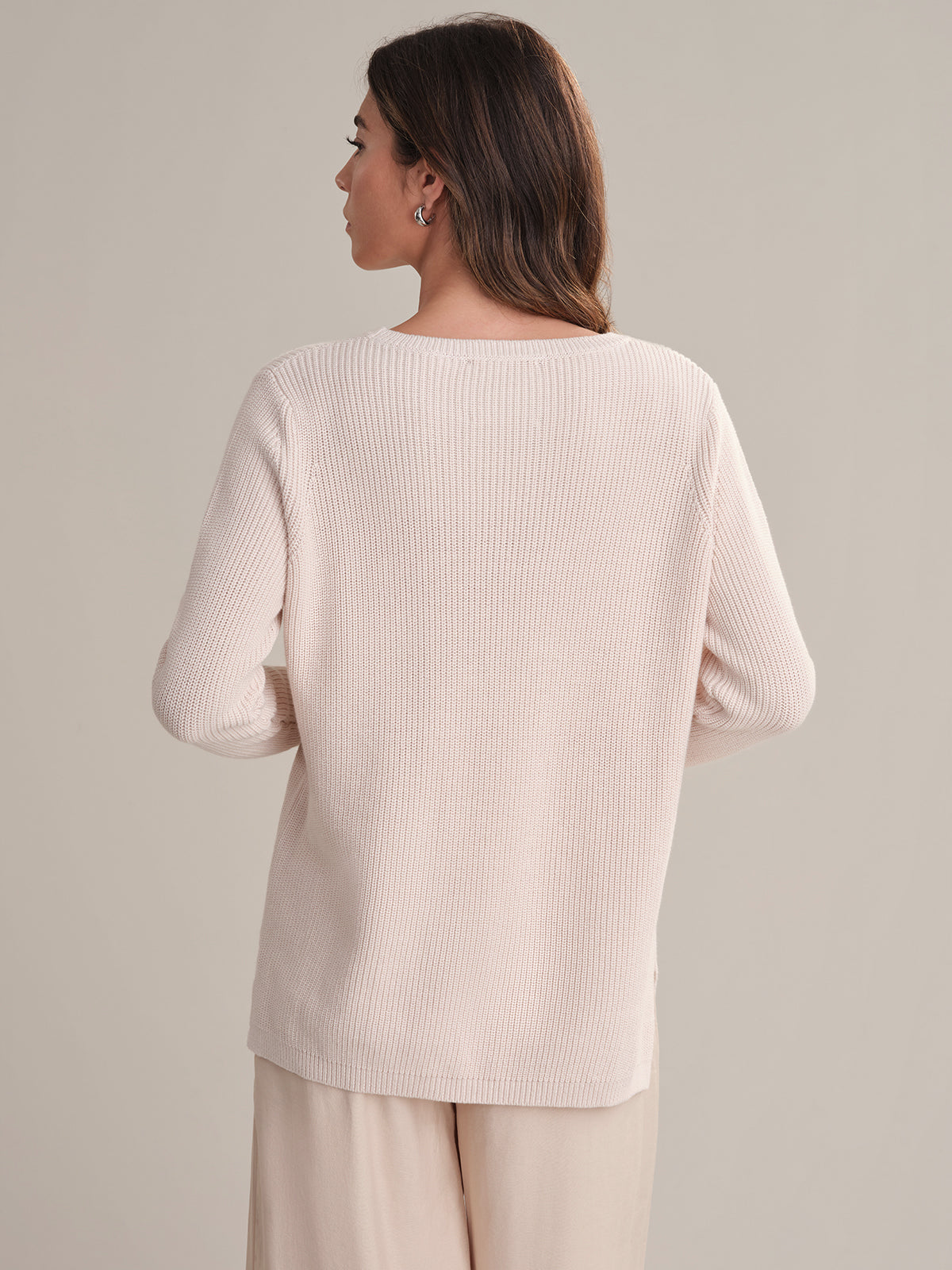 Emma Women's Crewneck Shaker Stitch Cotton Sweater - Soft & Cozy Knit Pullover for Casual Wear, Office, and Fall Layering