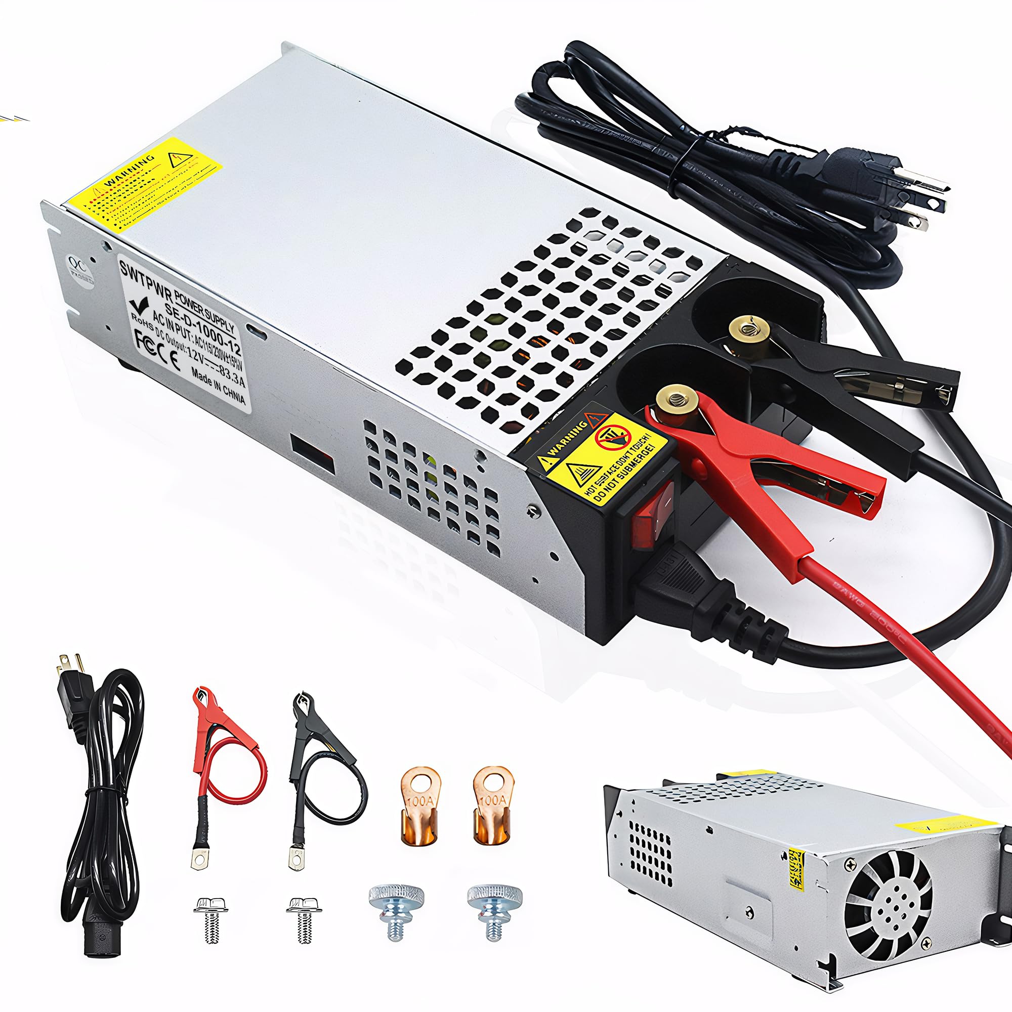 Upgraded 1000W SMPS Power Supply Adapter - 110V/230V AC to 12V DC Converter, 83A Output for Motor Pump, CCTV System, 3D Printer, Air Compressor & LED Lighting - High Efficiency Voltage Transformer (12V-83A-1000W) - Perfect for Industrial & DIY Electronics Projects