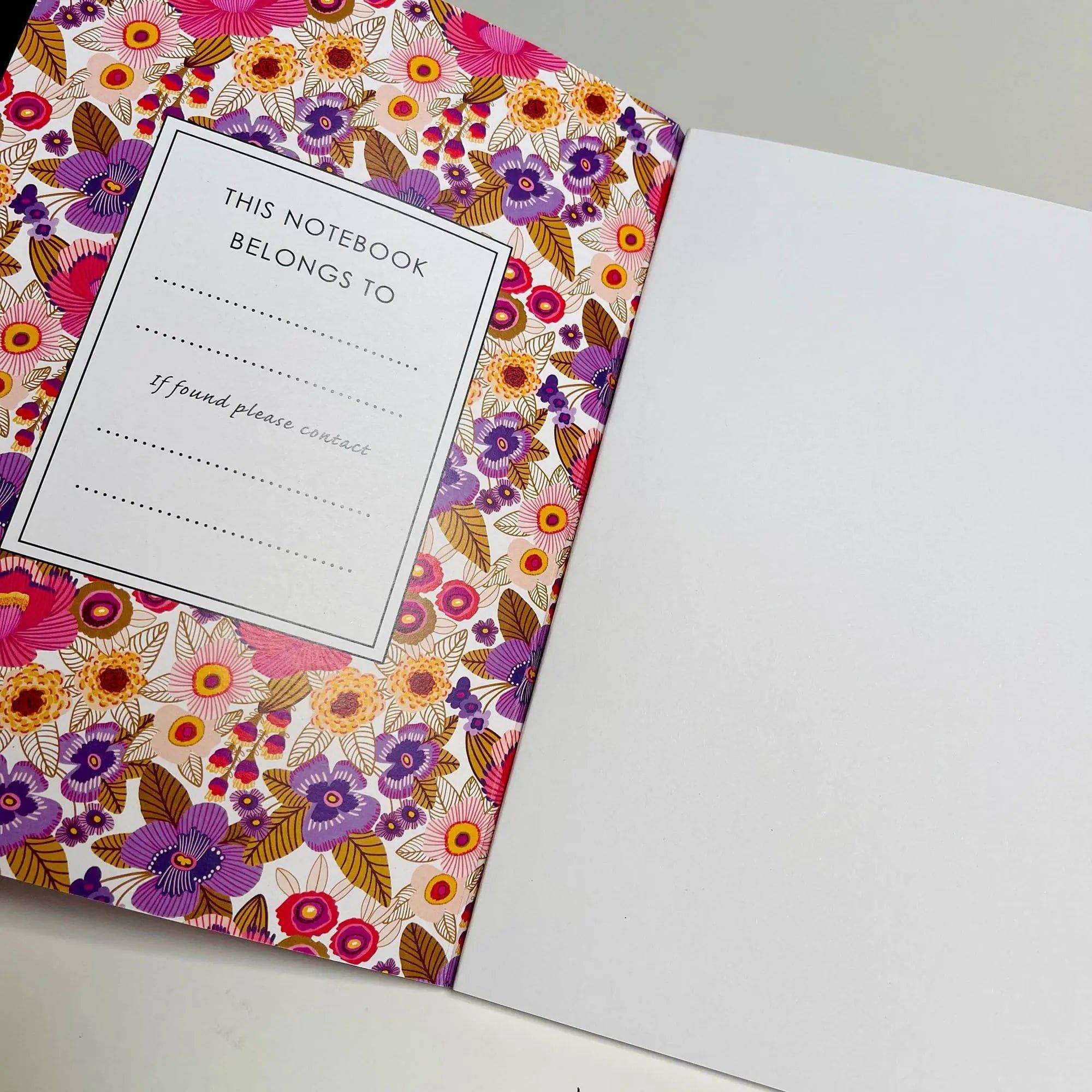 Viola Flowers A5 Notebook Set - 3 Pack Lined Journal for Writing, Note Taking, School & Office Use - Floral Design Hardcover Diary for Women & Girls - Perfect Gift Idea for Students & Professionals