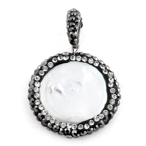 Stainless Steel Round Mother of Pearl CZ Pendant Necklace - Elegant Jewelry Gift for Women, Perfect for Parties, Weddings & Everyday Wear