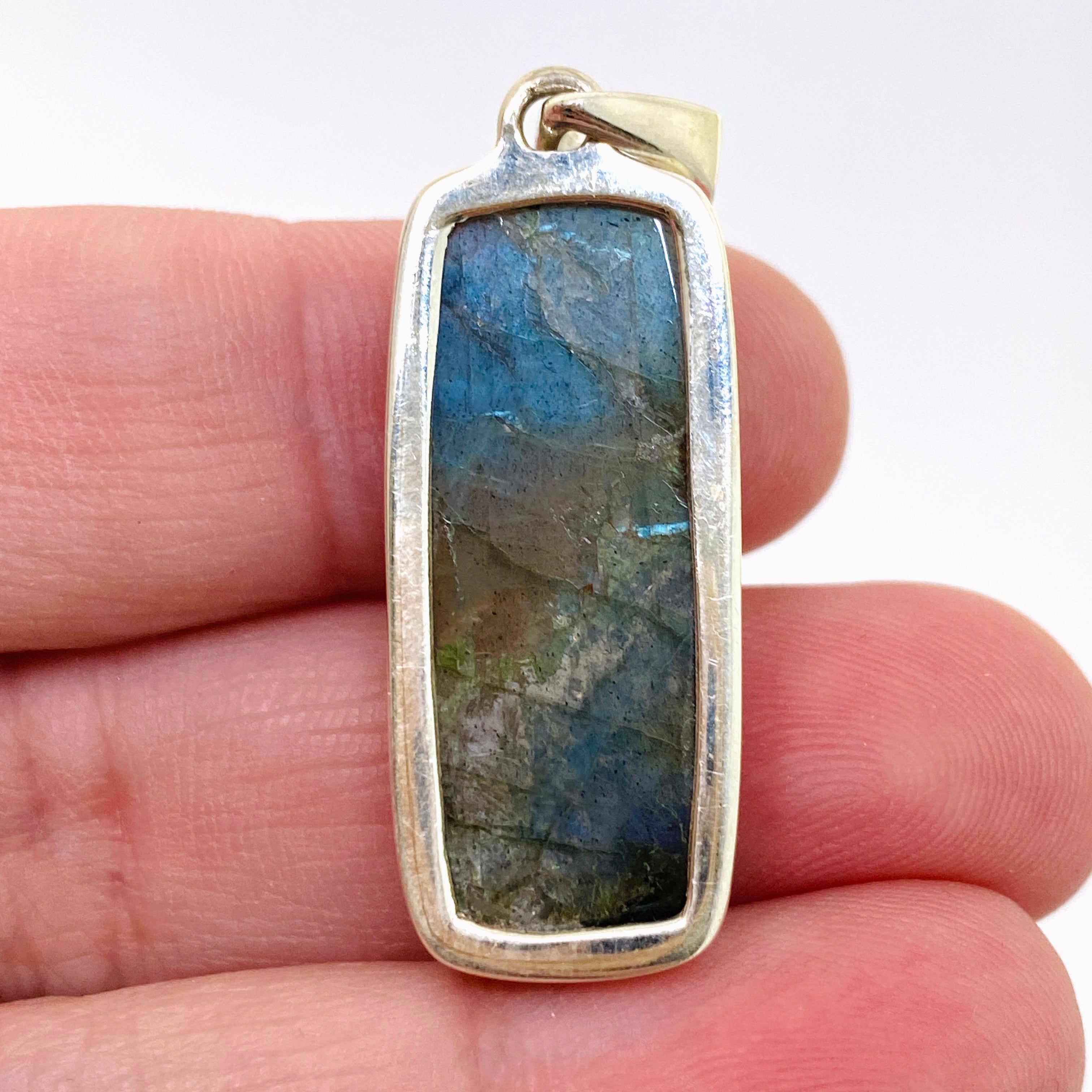 Natural Labradorite Rectangular Cabochon Pendant - Premium Gemstone Jewelry for Women (PPGJ1056) | Healing Crystal Necklace for Meditation, Energy Work & Spiritual Protection