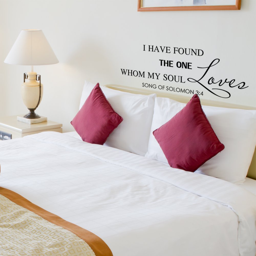 The One My Soul Loves - Romantic Vinyl Wall Quote Decal for Bedroom, Nursery, Headboard Decor (33x10 inches, Brown) - Perfect for Couples' Room, Wedding Gift & Home Stickers