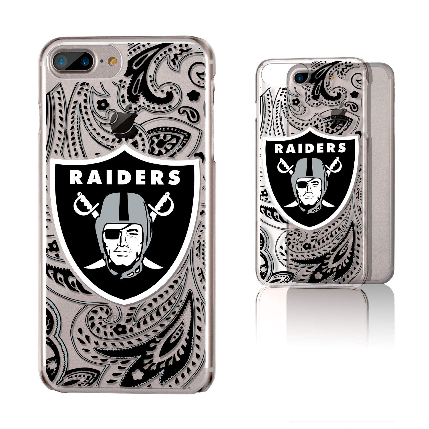 Las Vegas Raiders iPhone Clear Paisley Design Case - Slim Protective Cover for iPhone 13/14/15 Pro Max - Perfect for Football Games, Tailgating & Raiders Fan Gifts