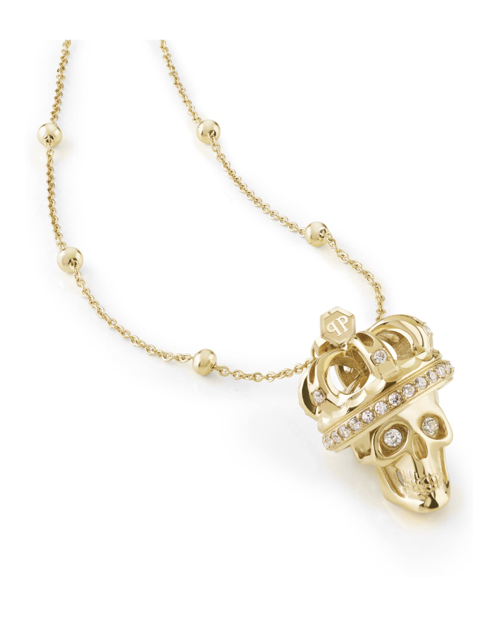 Skull Crown Crystal Cable Chain Necklace - Gothic Punk Jewelry for Women & Men | Perfect for Halloween, Parties, and Edgy Fashion Statements