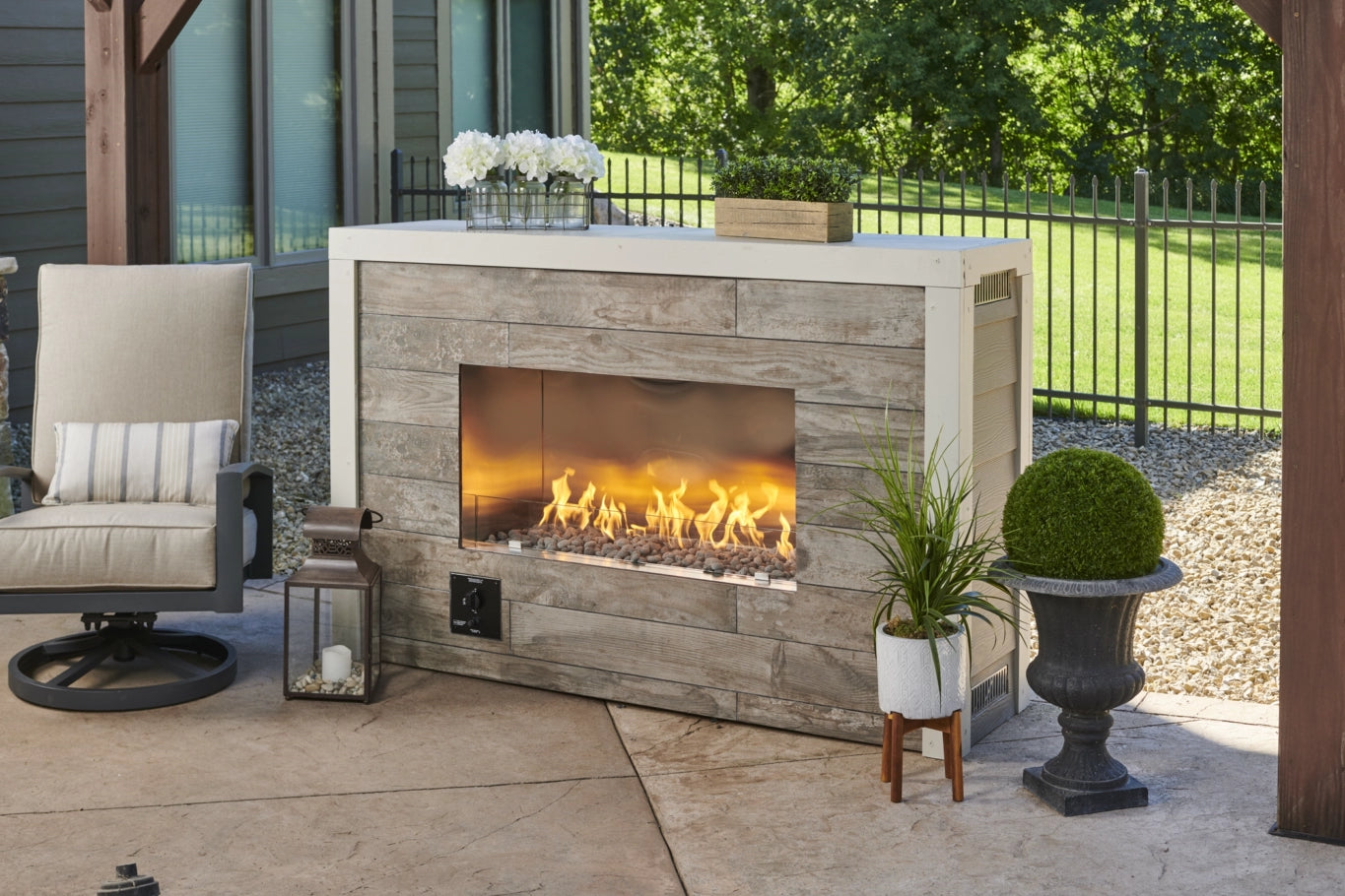 Ready-to-Finish Single Sided Outdoor Fireplace by The Outdoor Greatroom Company – Perfect for Patio, Backyard & Garden Gatherings