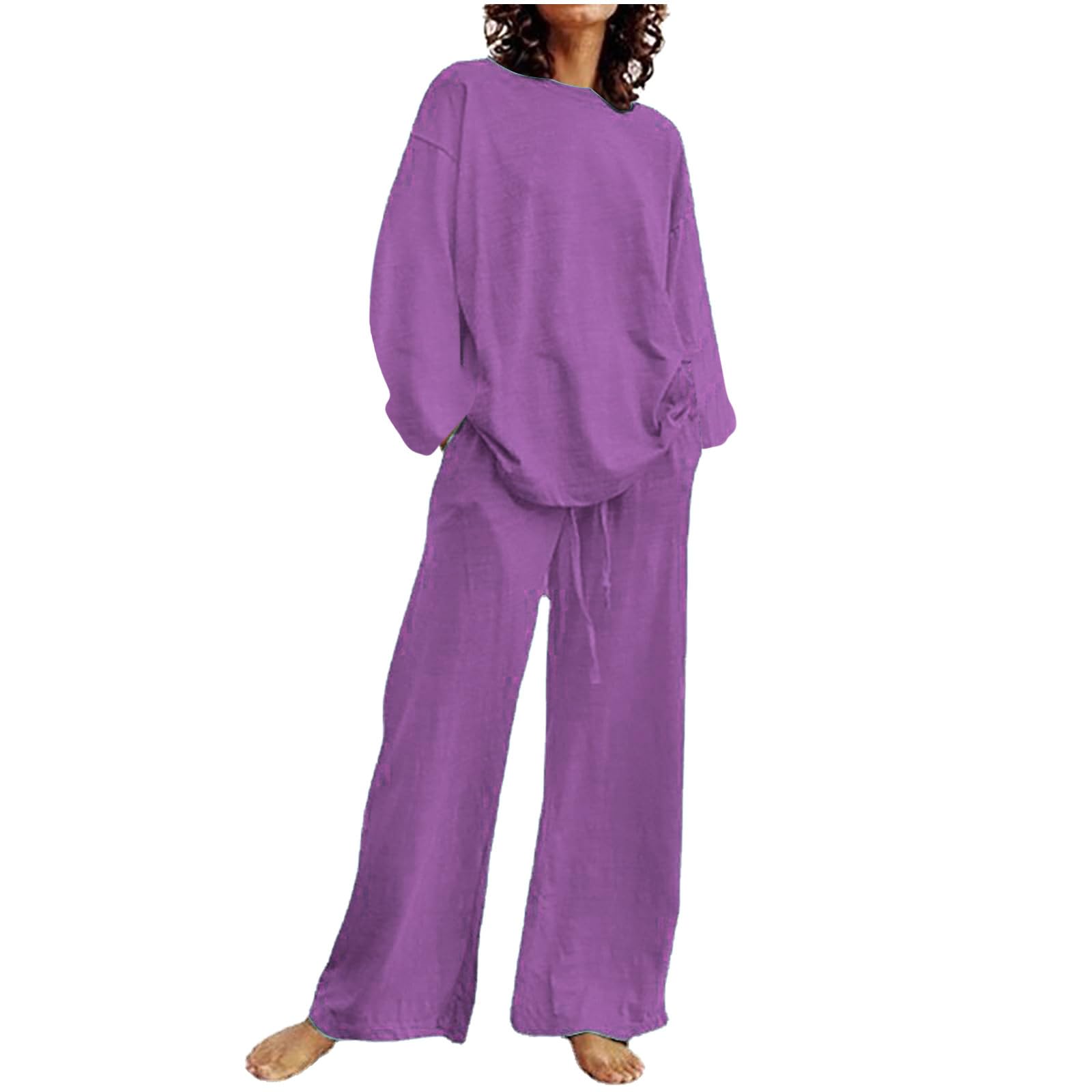 2 Piece Linen Pajama Set for Women - Soft Cotton Linen Button Down Lounge Wear - Summer Sleepwear & Loungewear for Home, Travel, and Relaxation