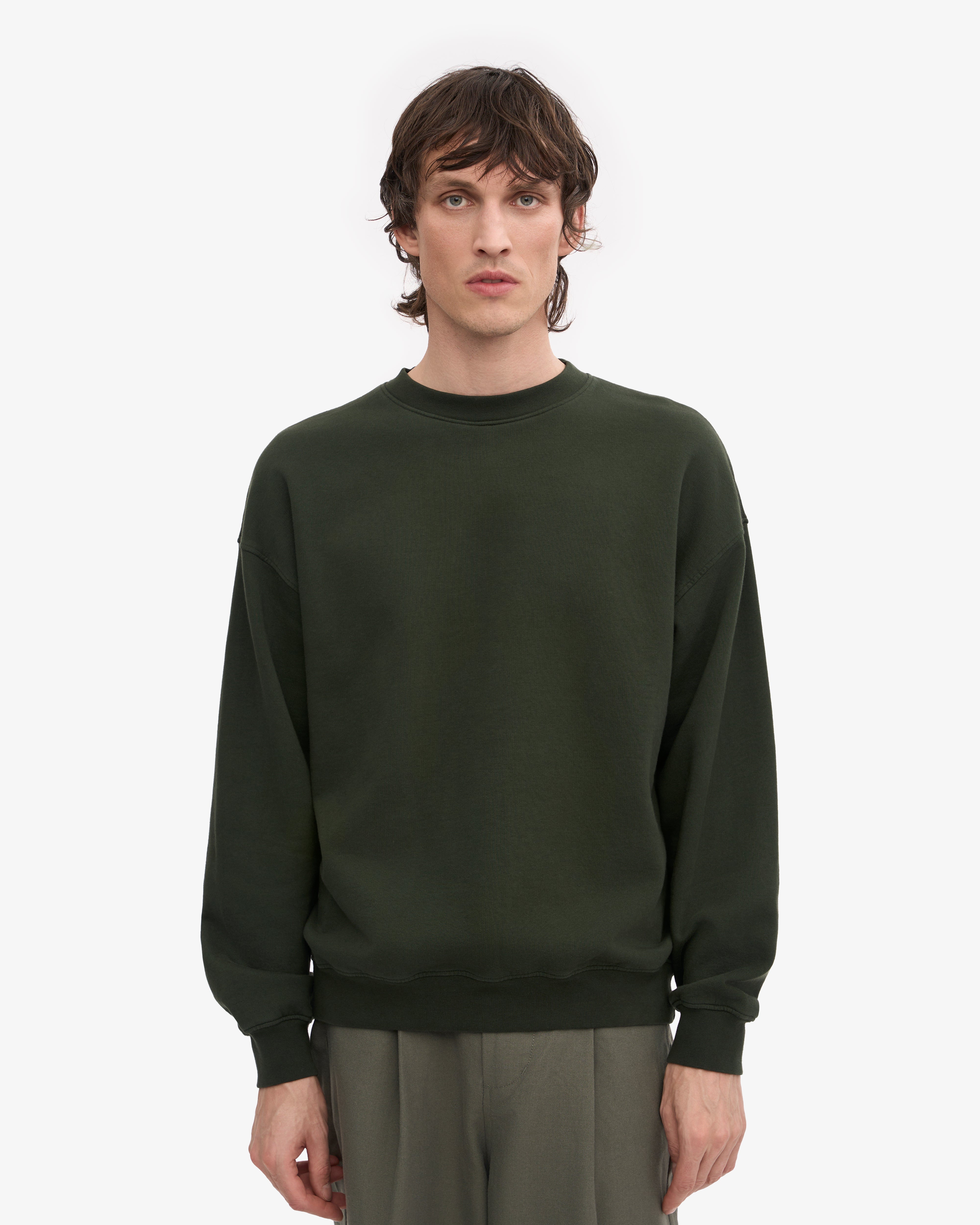 Organic Oversized Crewneck Sweatshirt for Women - Soft & Comfortable Hunter Green Pullover - Perfect for Casual Wear, Loungewear & Cozy Outfits