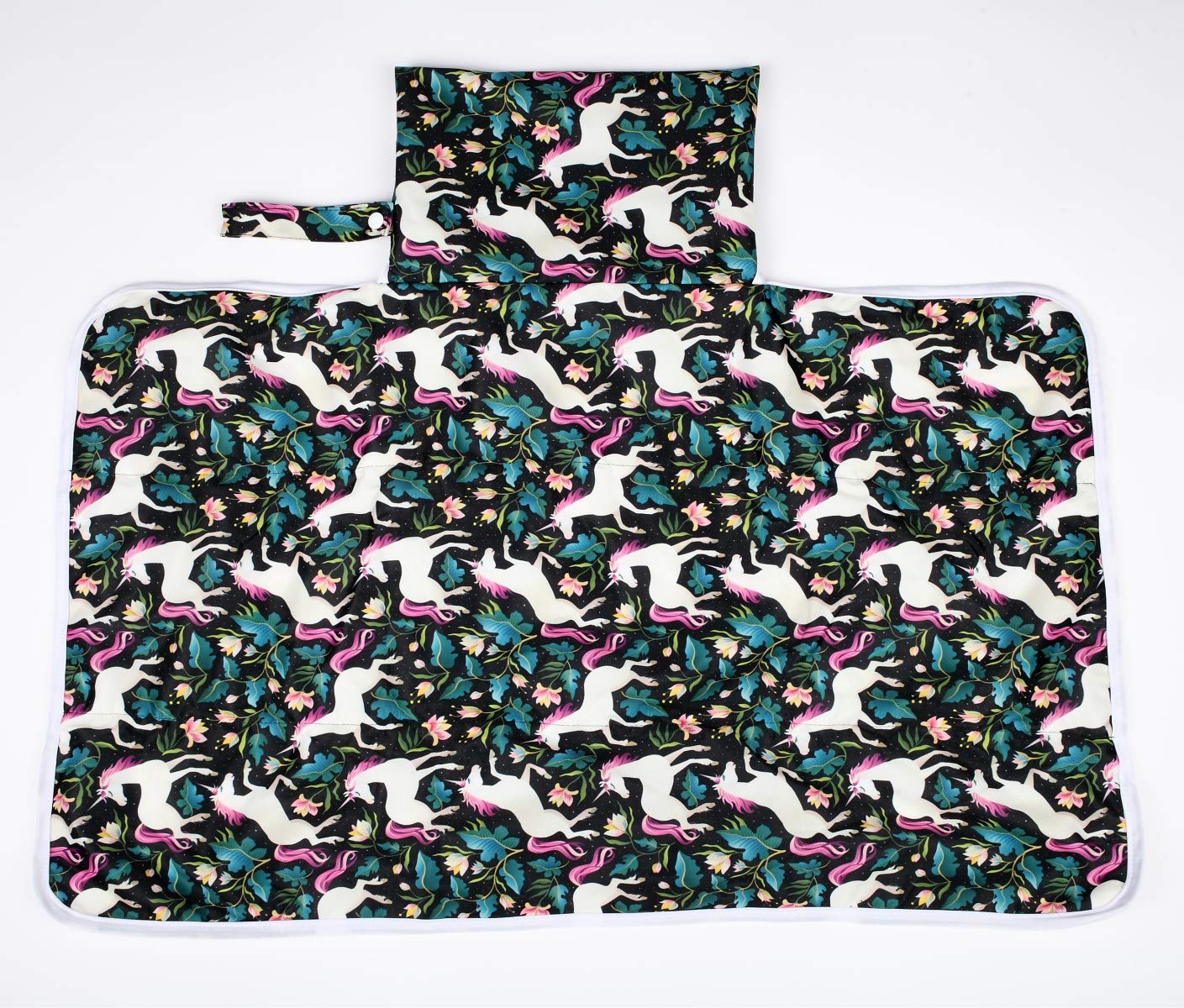 Portable Waterproof Baby Diaper Changing Mat - Foldable Travel Pad with Horse Flower Design for Nursery, On-the-Go & Home Use