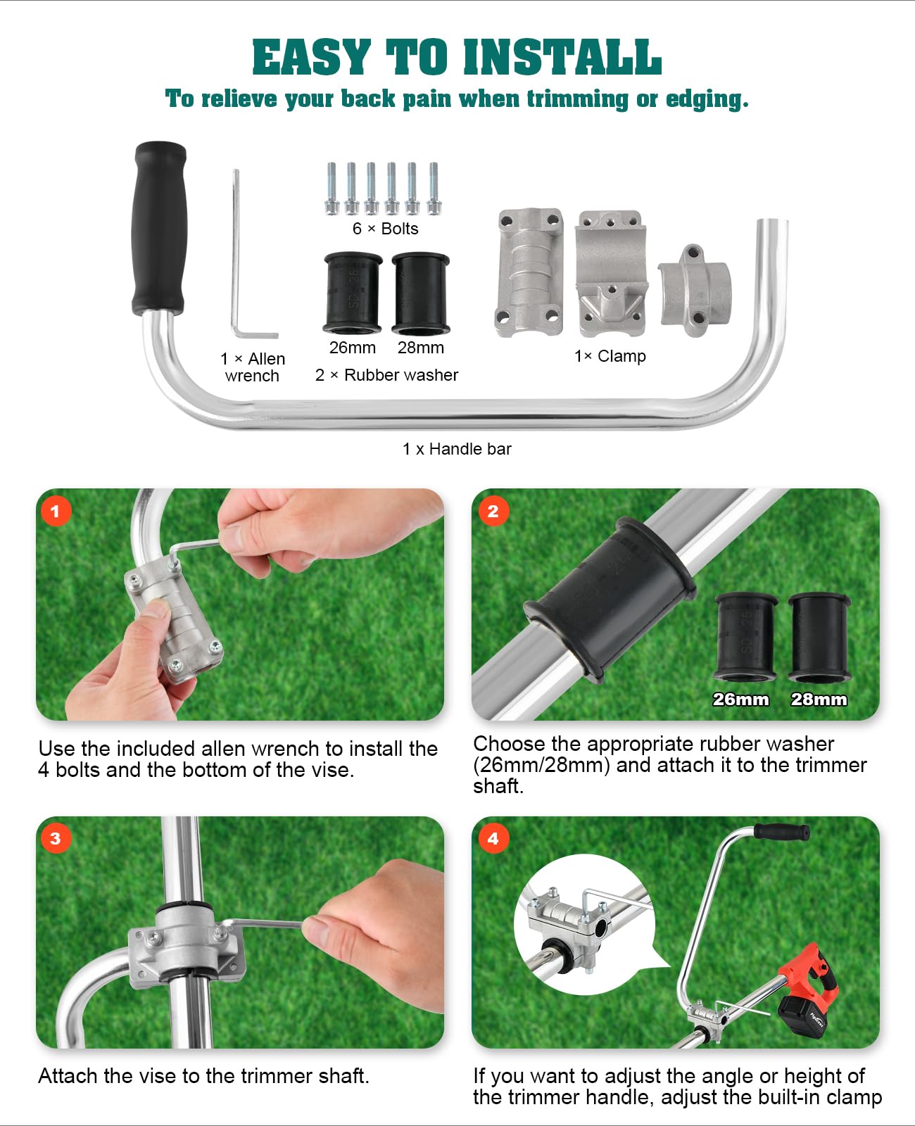 Ergonomic Lawn Trimmer Handle Grip - Durable Weed Eater Handle for Efficient Yard Trimming, Landscaping, and Lawn Care | Perfect for Home Gardens and Professional Use
